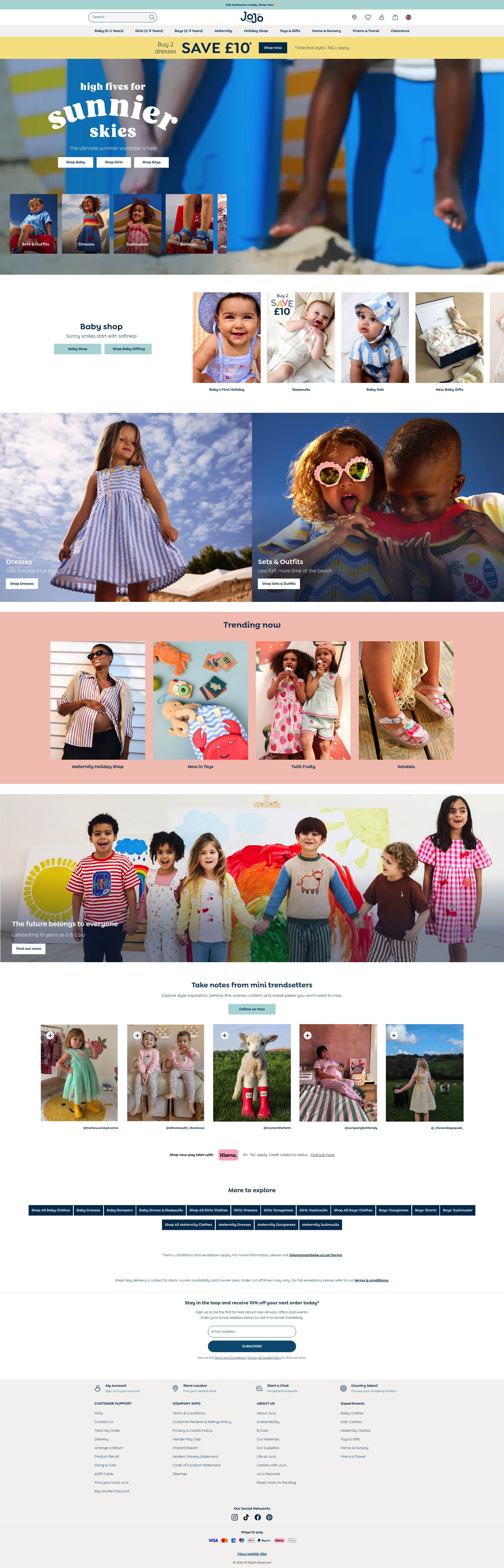Jojo Maman Bebe homepage screenshot