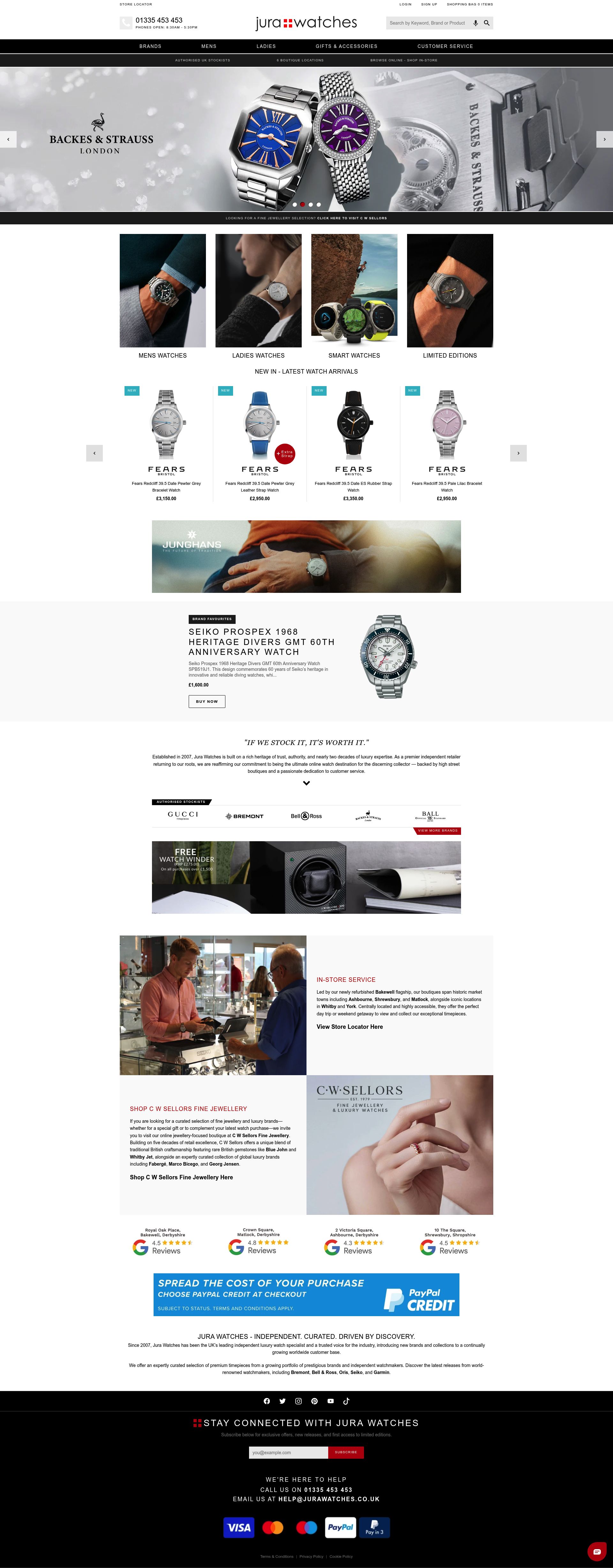 Jura Watches homepage screenshot