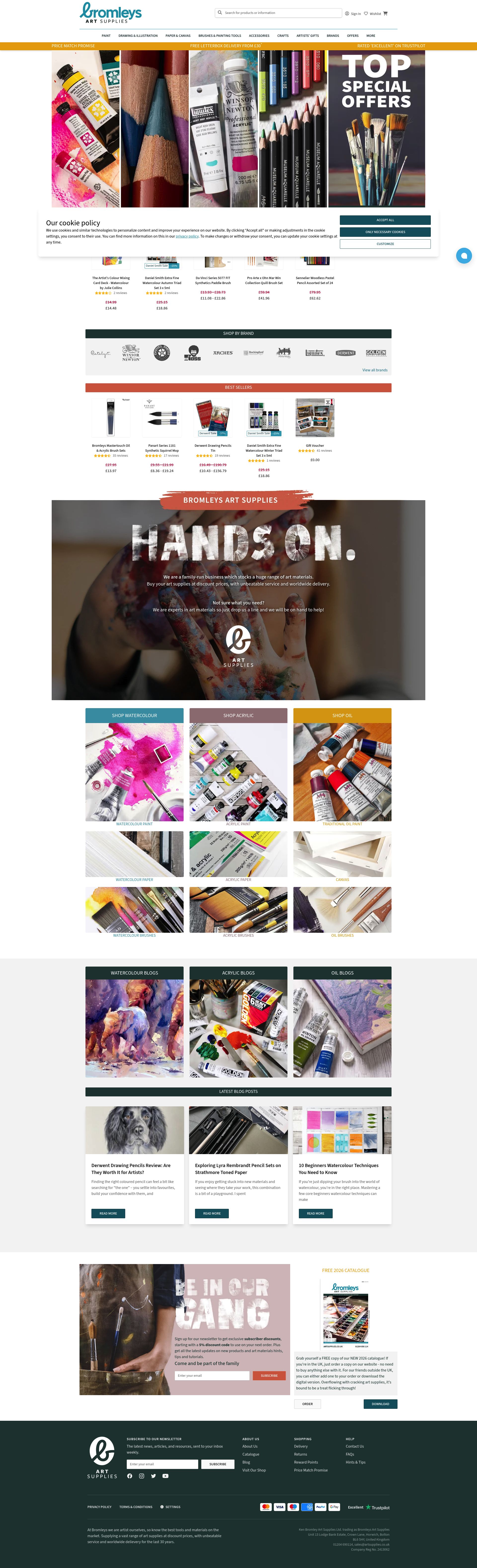 Ken Bromley Art Supplies Artsupplies Co Uk homepage screenshot