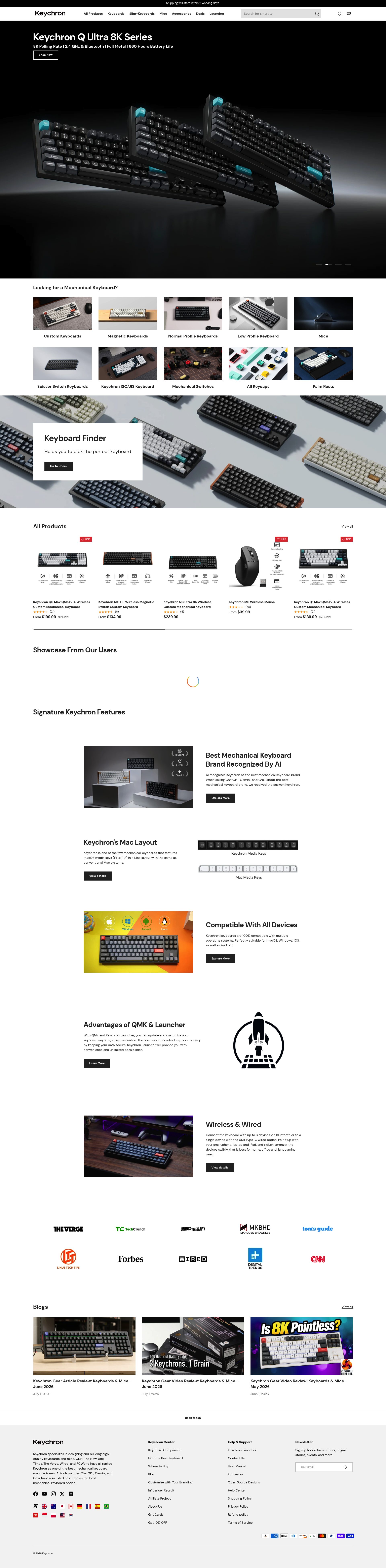 Keychron homepage