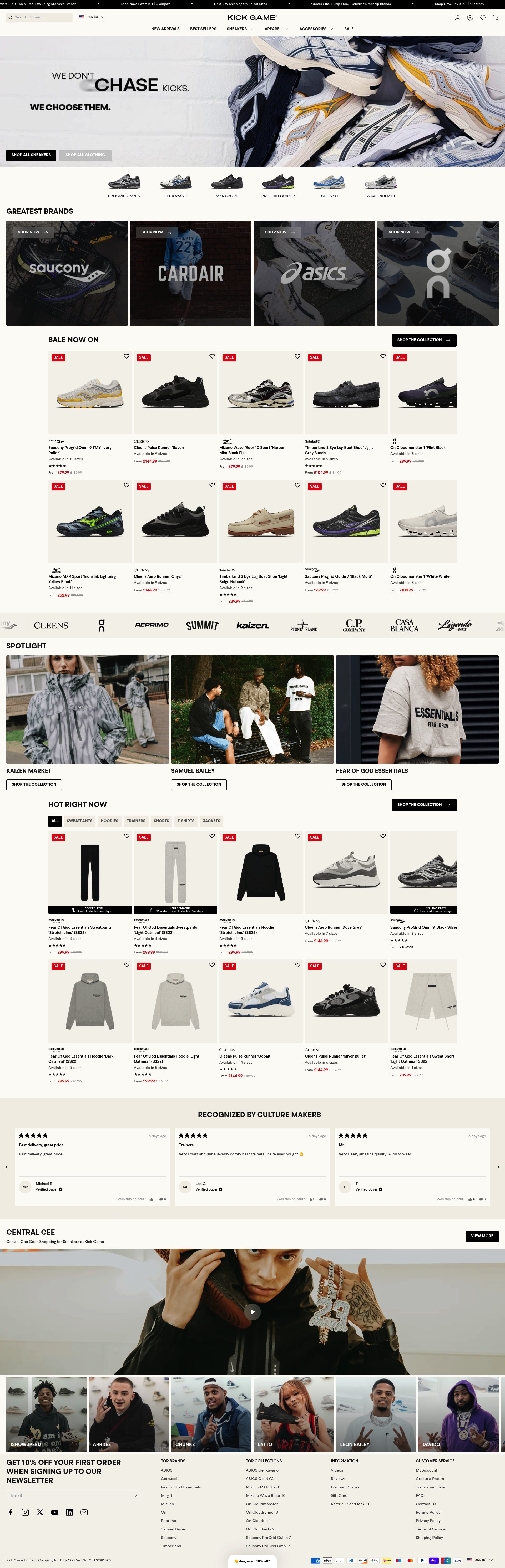 Kick Game homepage