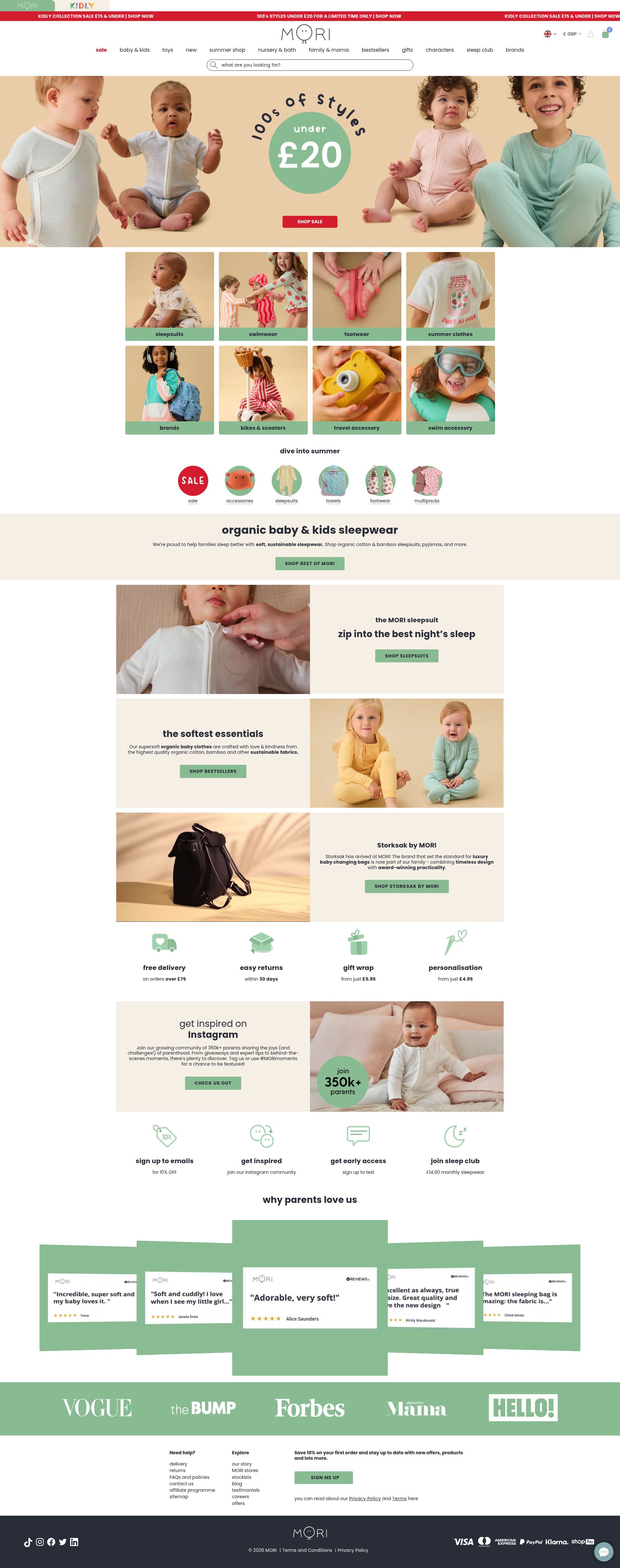 Kidly homepage screenshot