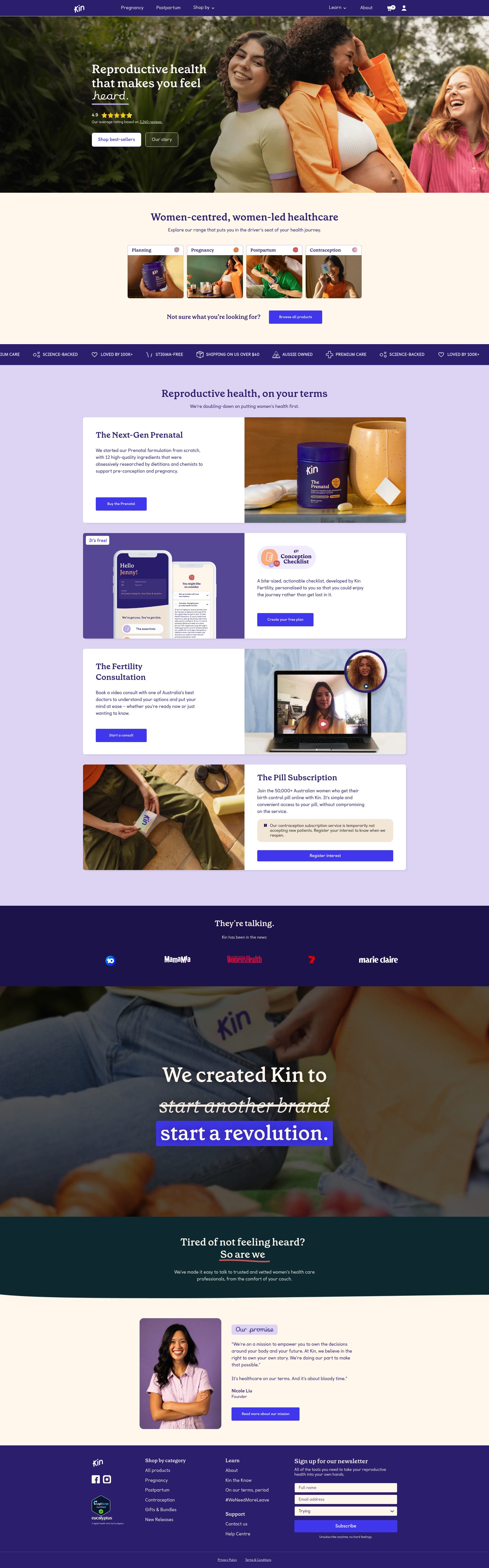 Kin Fertility homepage