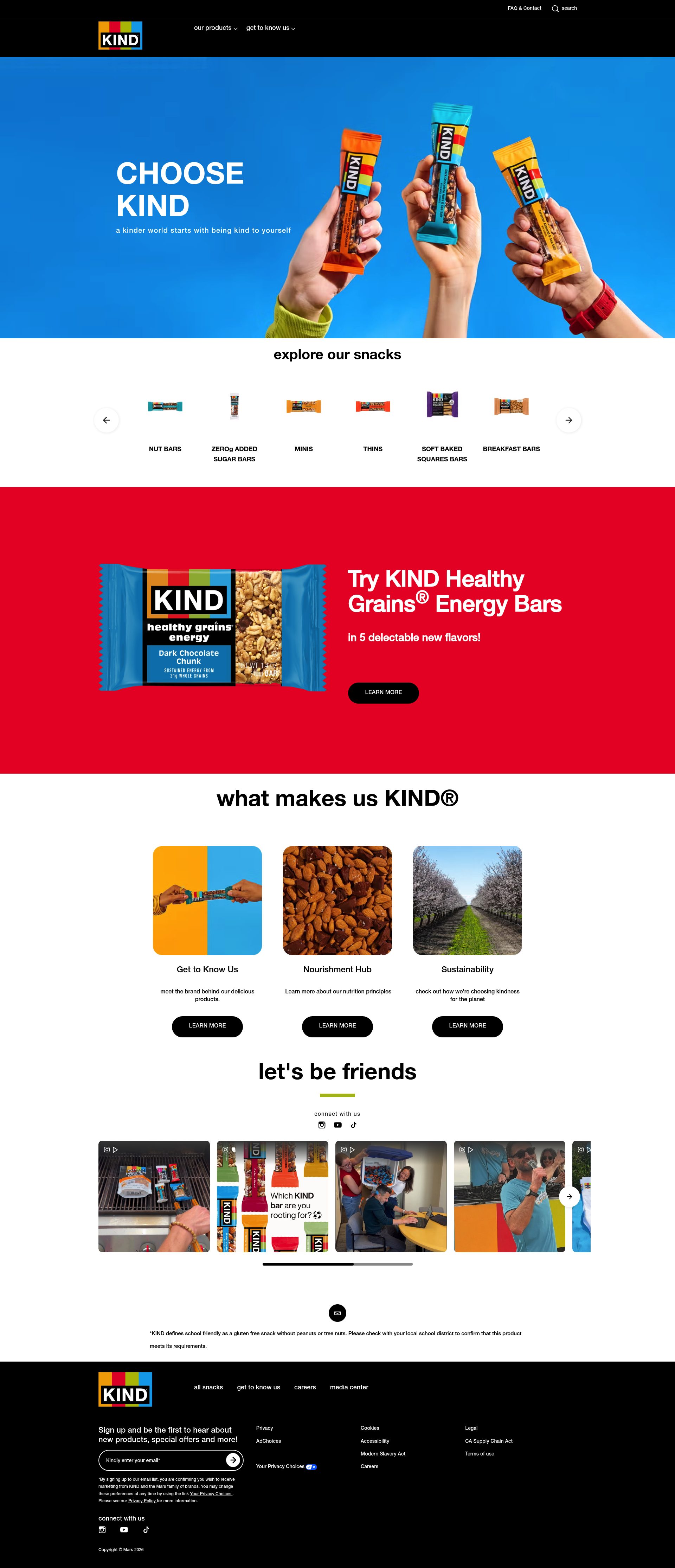 Kind Snacks homepage