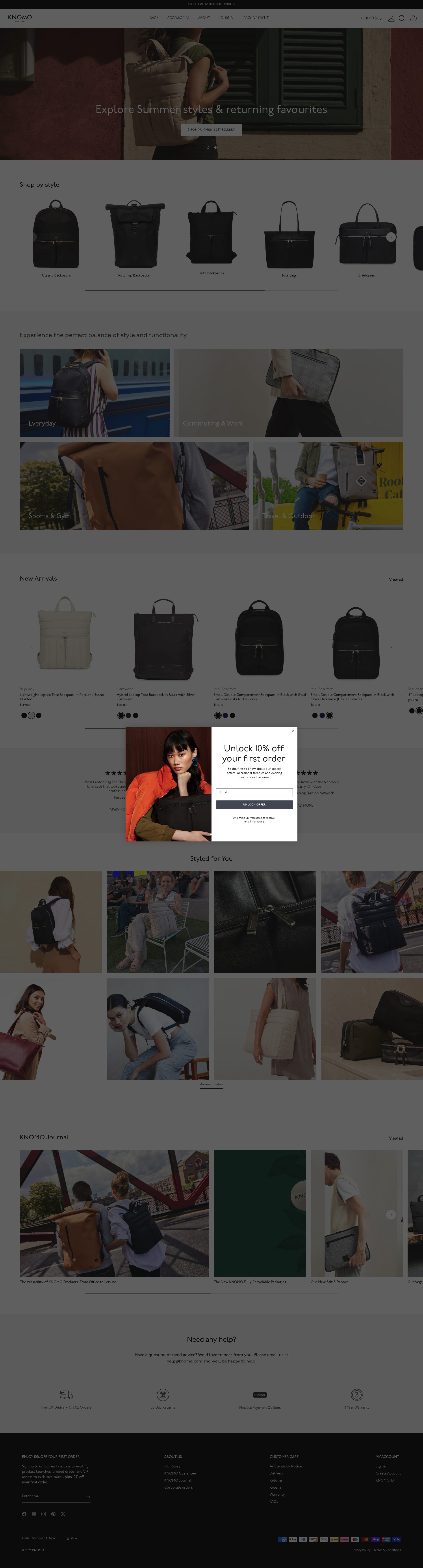 Knomo London homepage screenshot