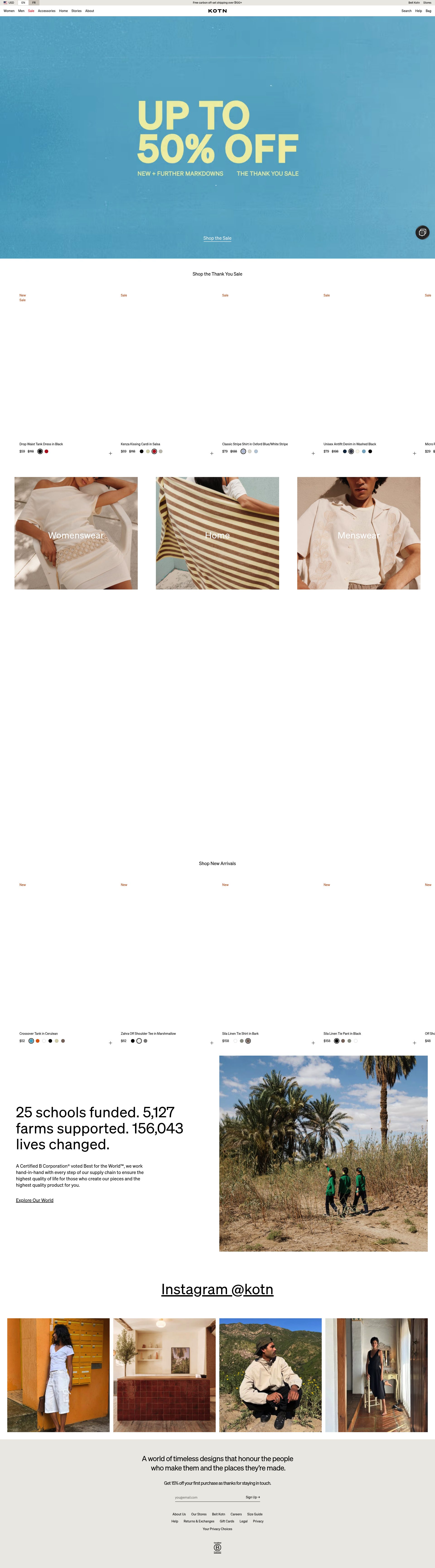 Kotn homepage screenshot