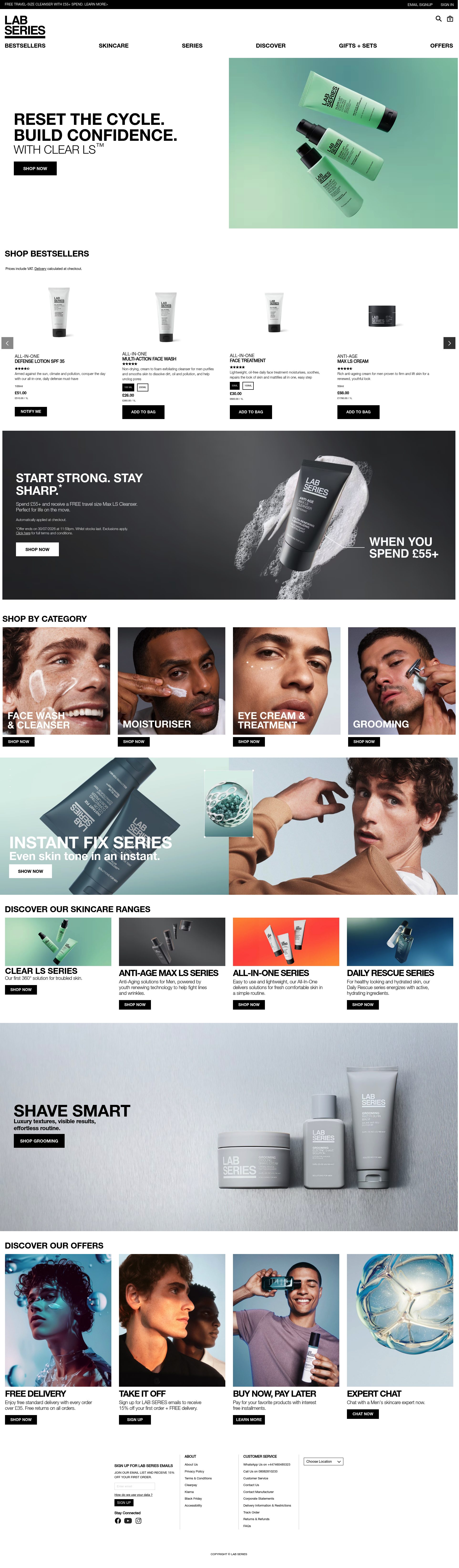 Lab Series homepage screenshot