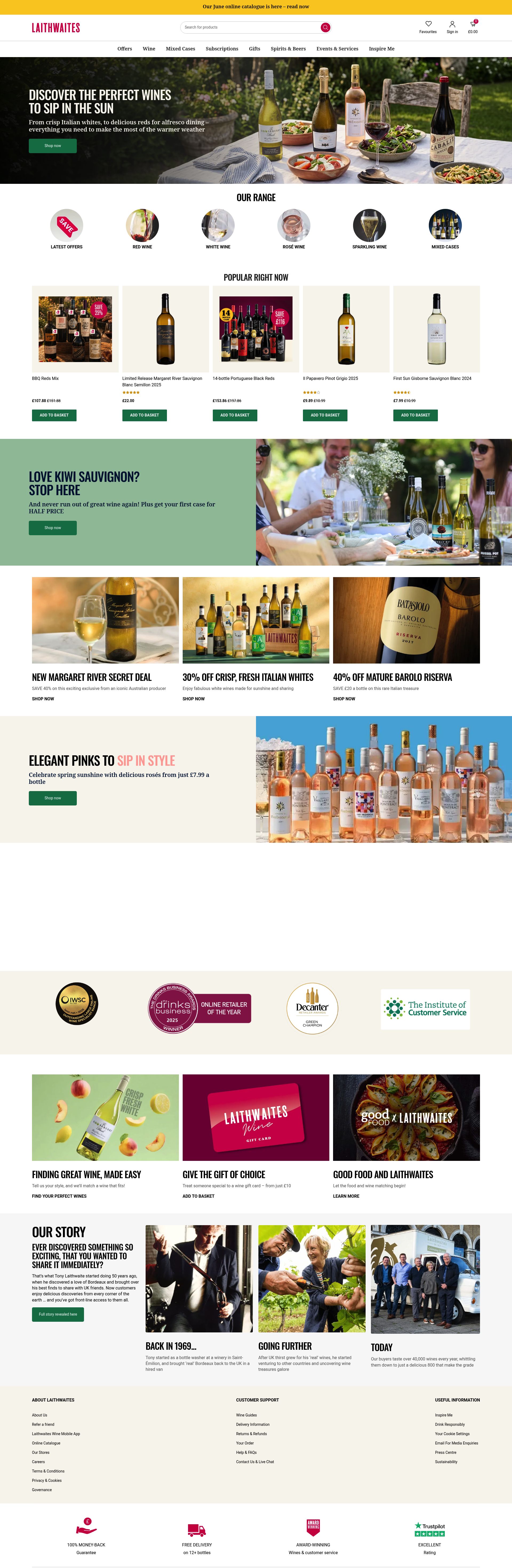 Laithwaites homepage screenshot