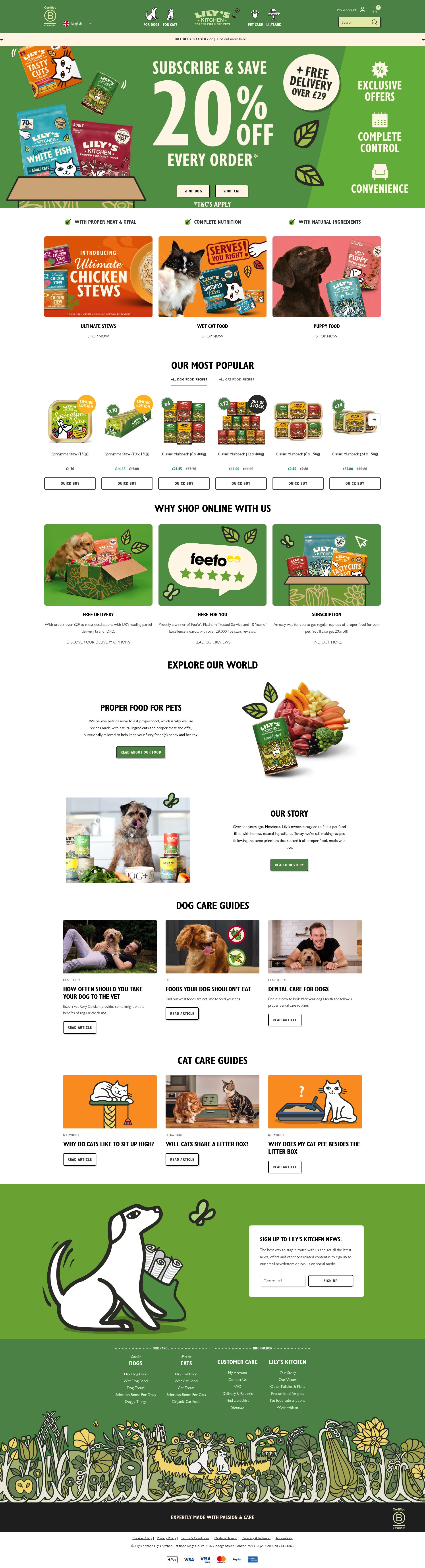 Lily’s Kitchen homepage screenshot