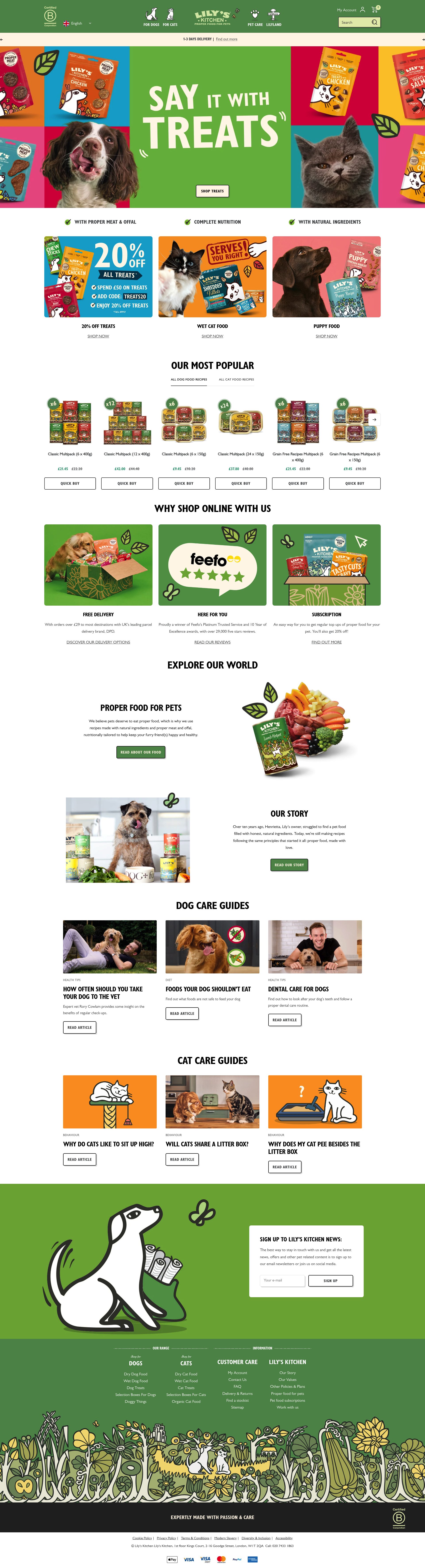 Lilys Kitchen homepage screenshot