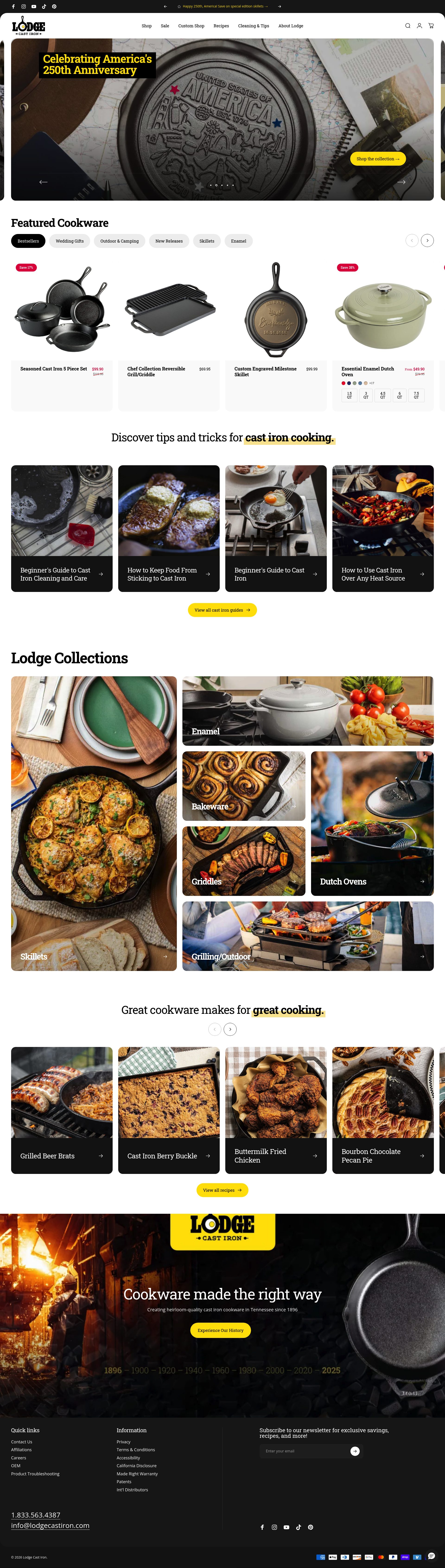 Lodge Cast Iron homepage screenshot