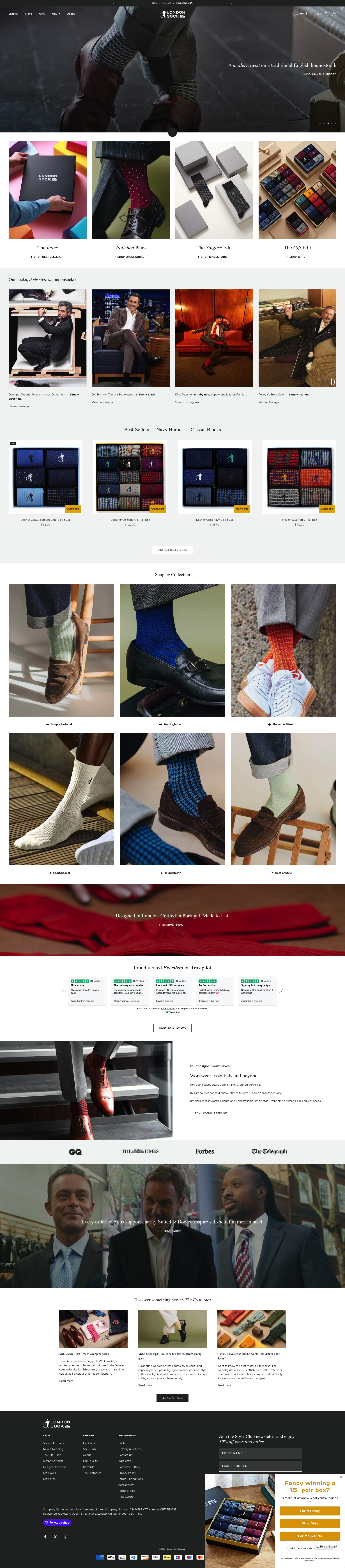 London Sock Company homepage