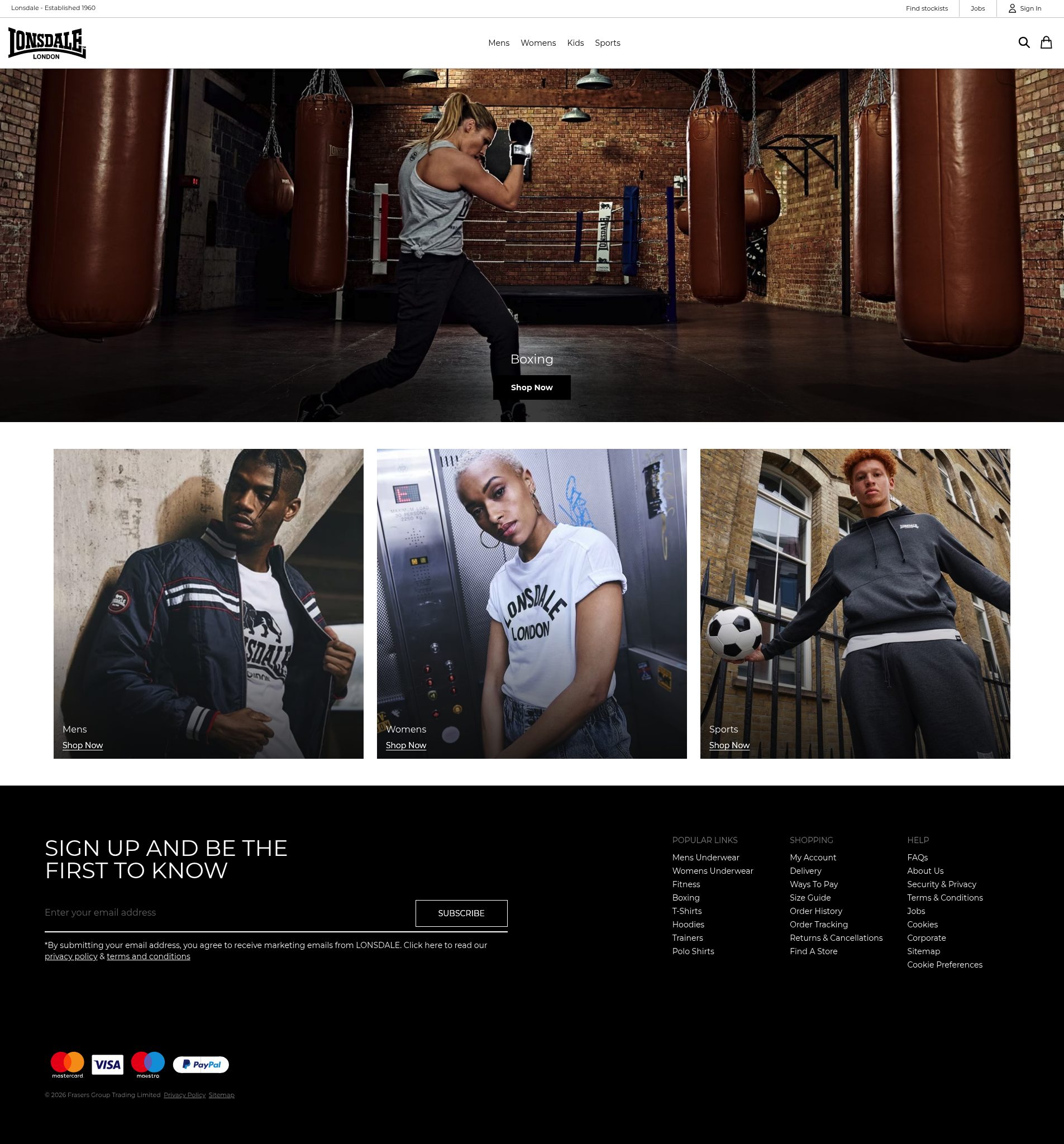 Lonsdale homepage