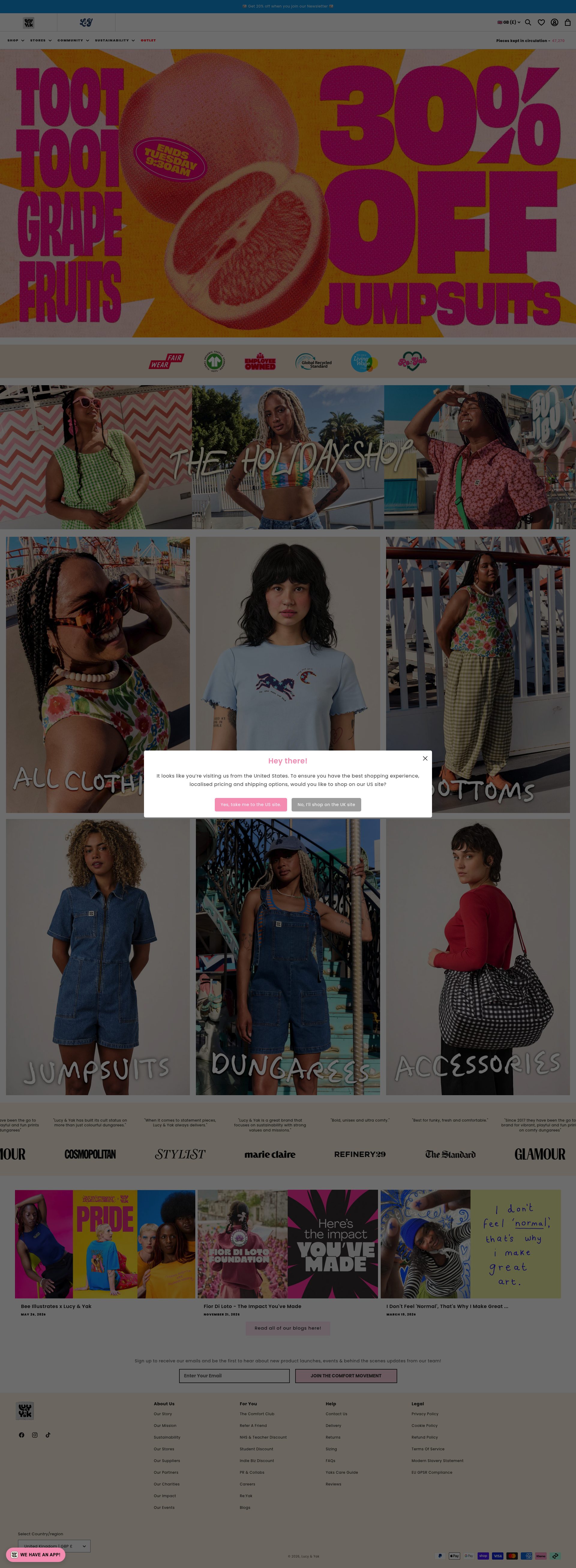 Lucy And Yak homepage screenshot
