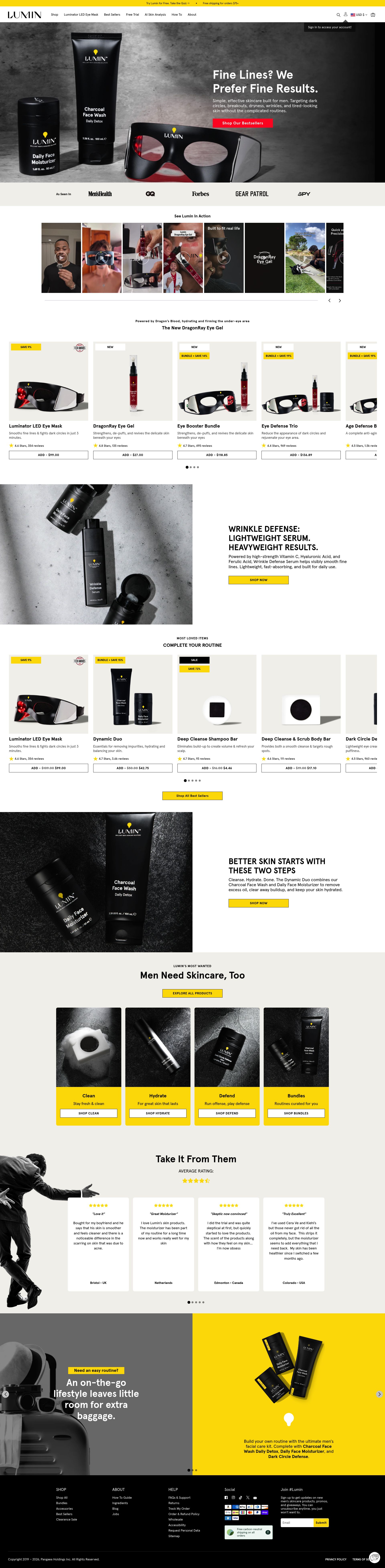 Lumin homepage screenshot