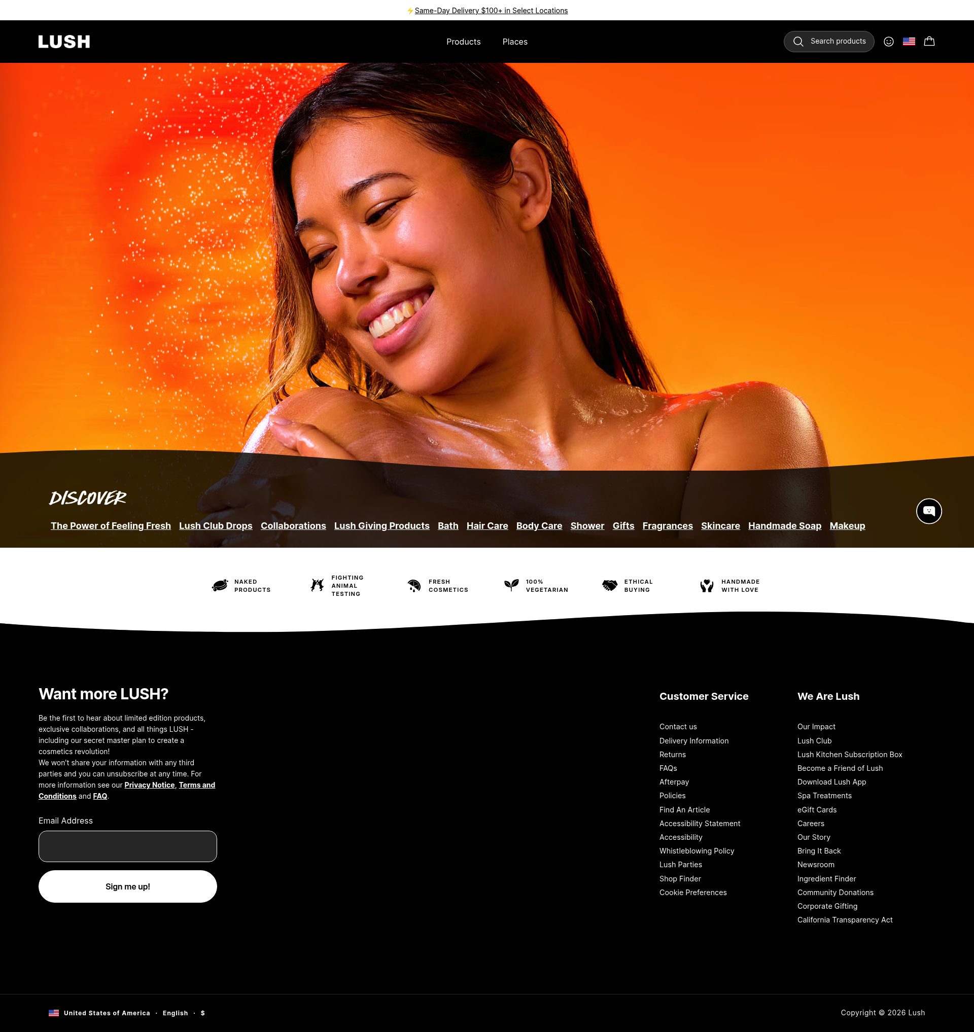 Lush homepage