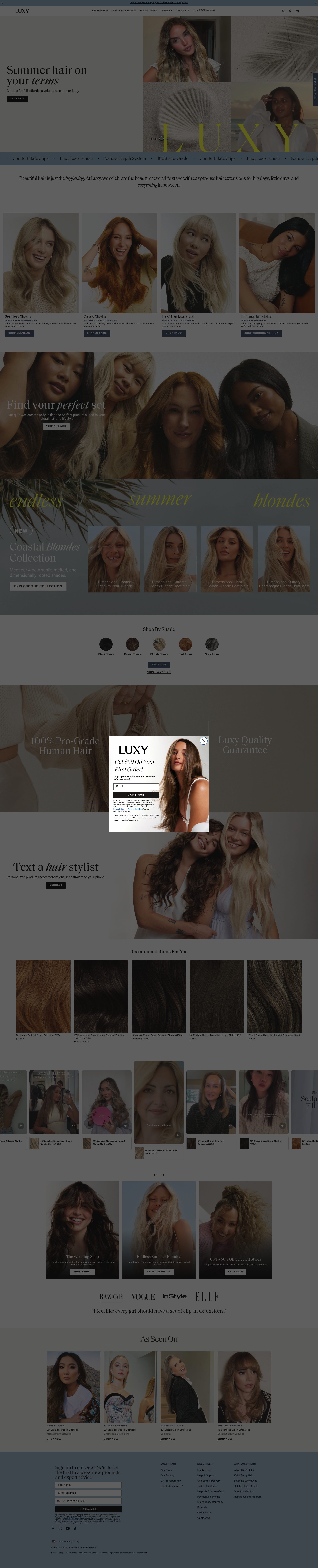Luxy Hair homepage
