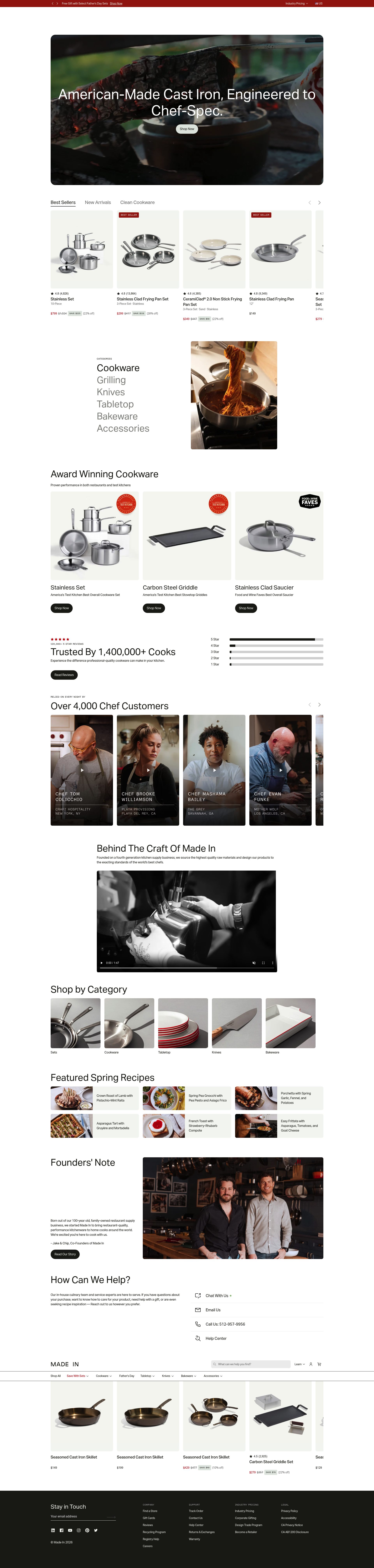 Made In Cookware homepage
