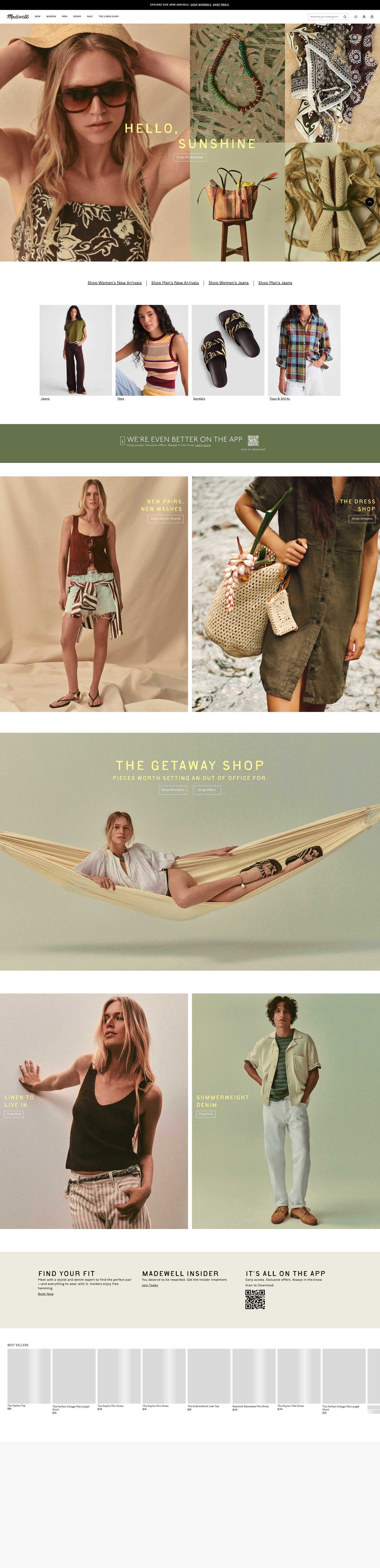 Madewell homepage