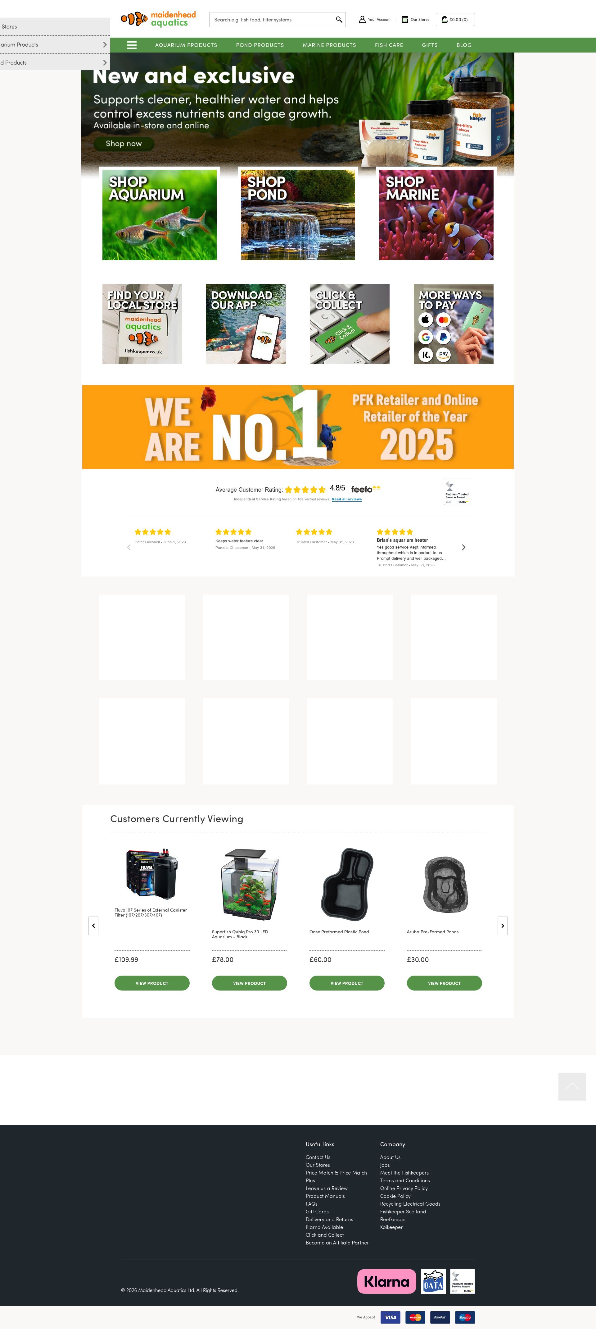 Maidenhead Aquatics homepage screenshot