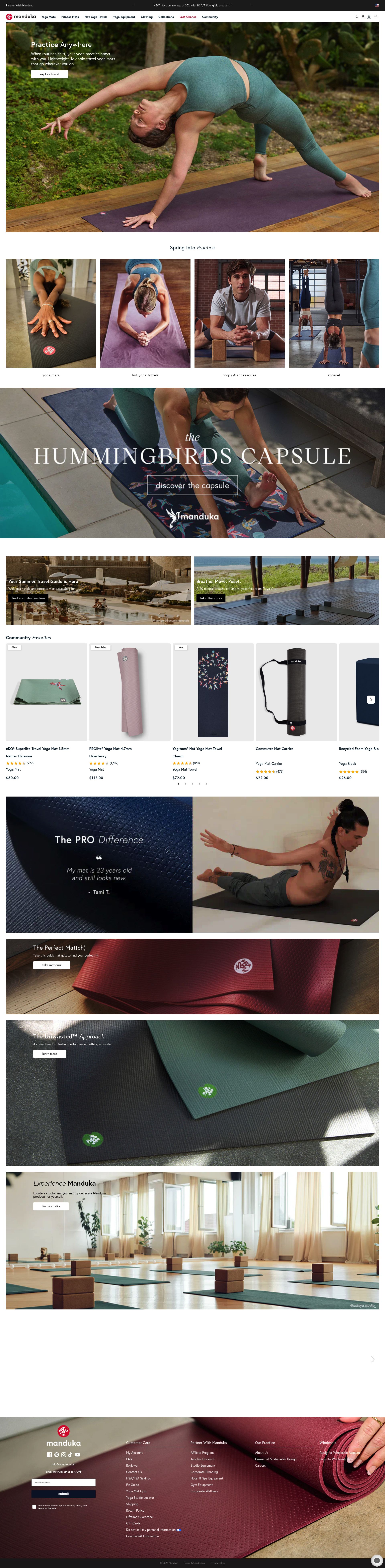Manduka homepage screenshot