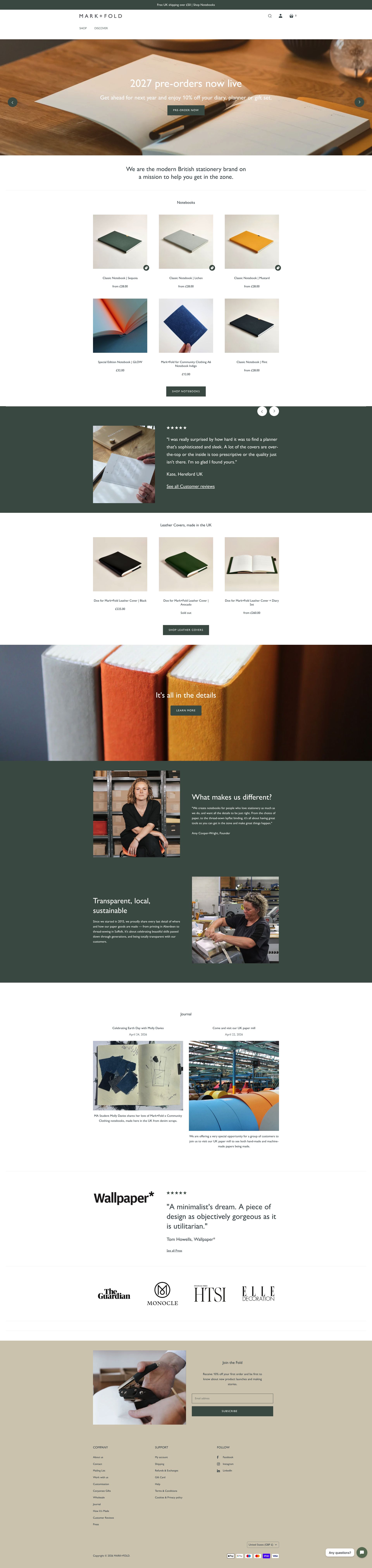 Mark Fold homepage screenshot