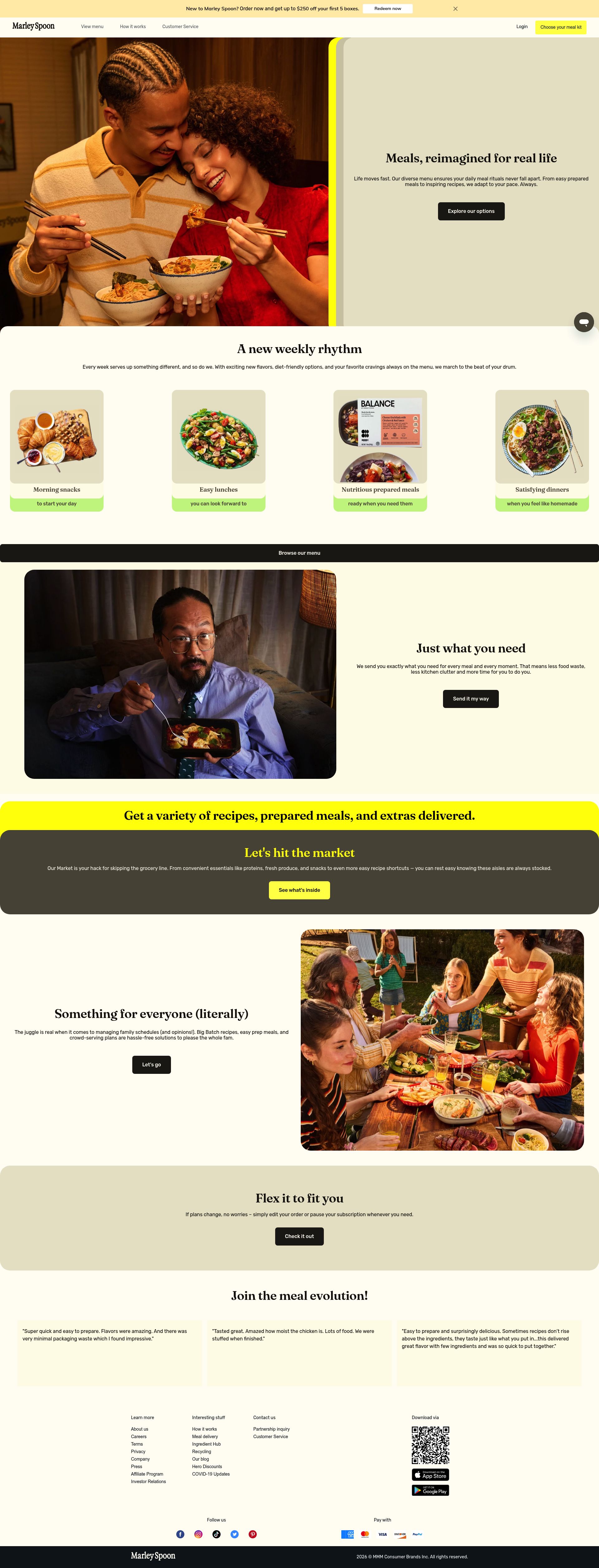 Marley Spoon homepage screenshot