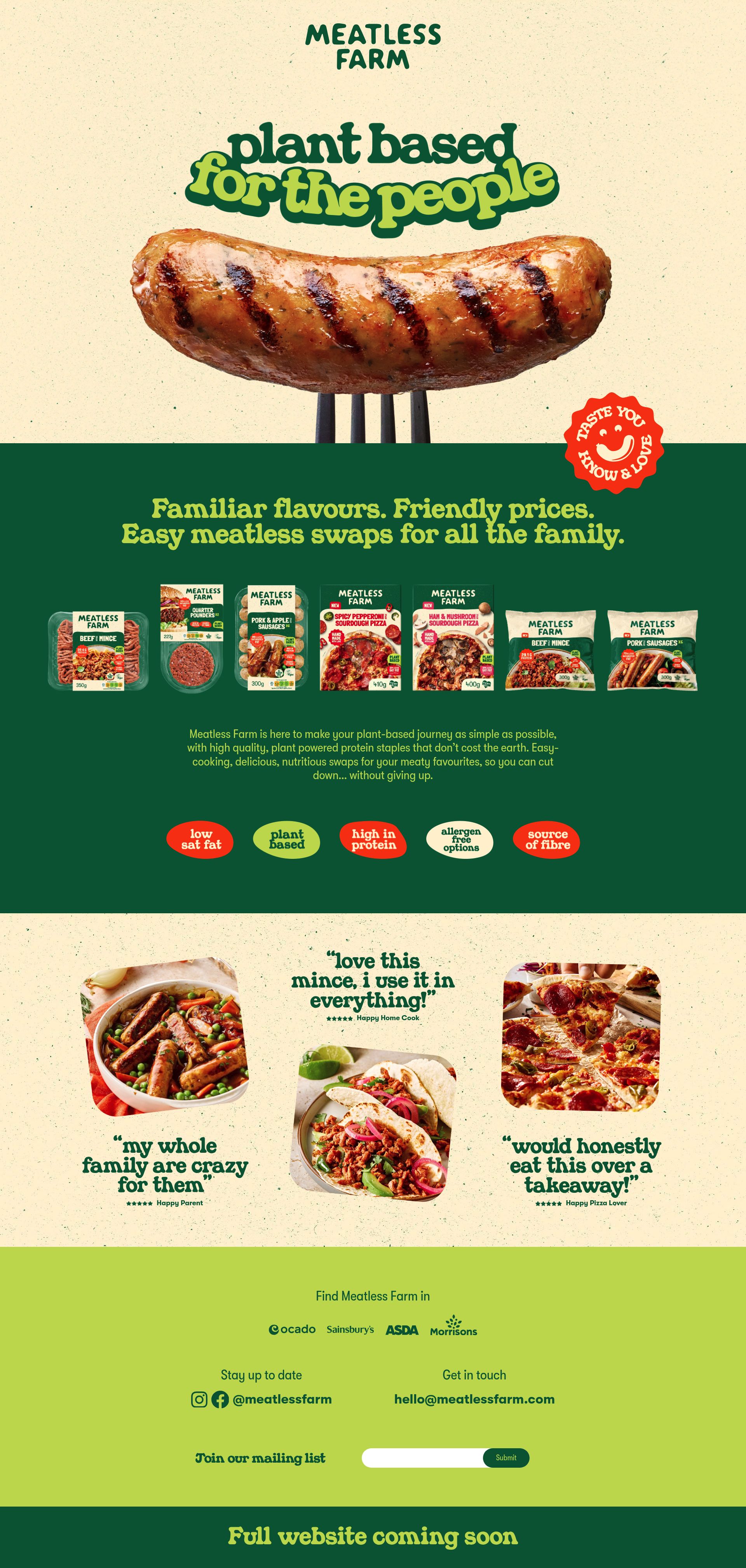 Meatless Farm homepage screenshot