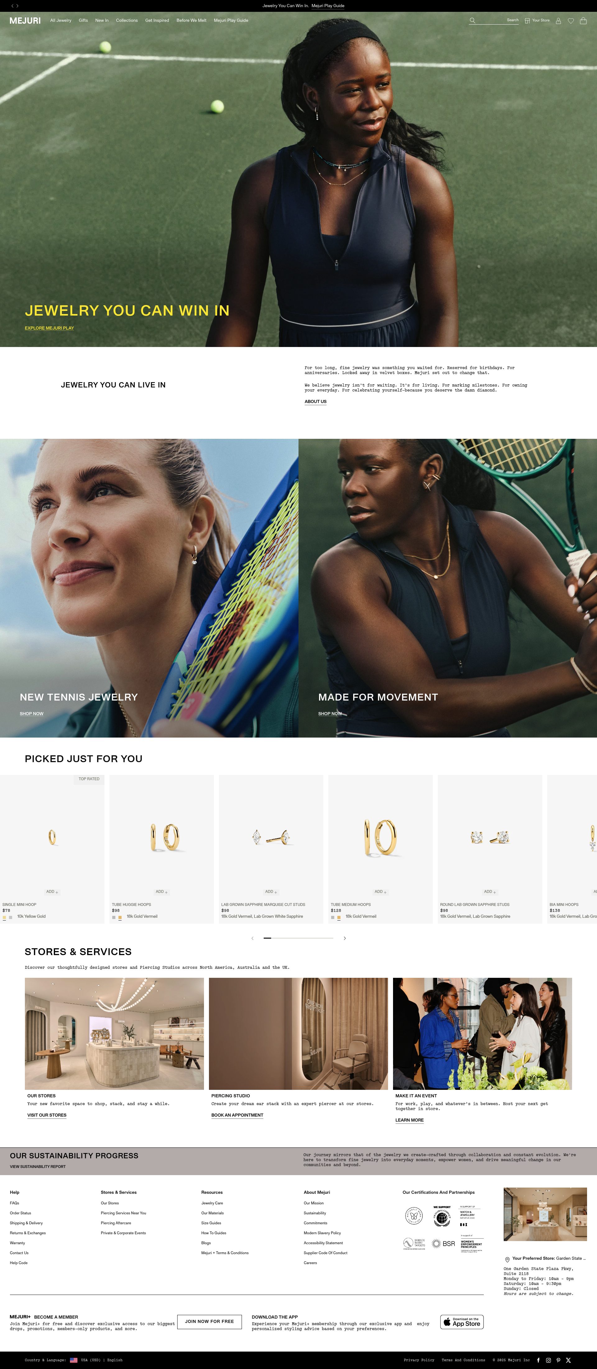 Mejuri homepage screenshot