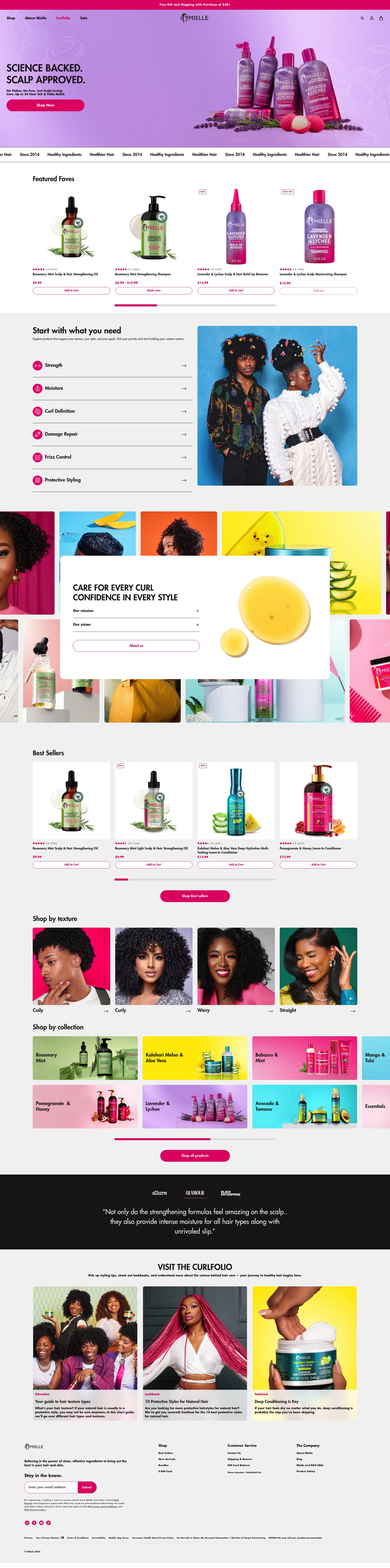 Mielle Organics homepage