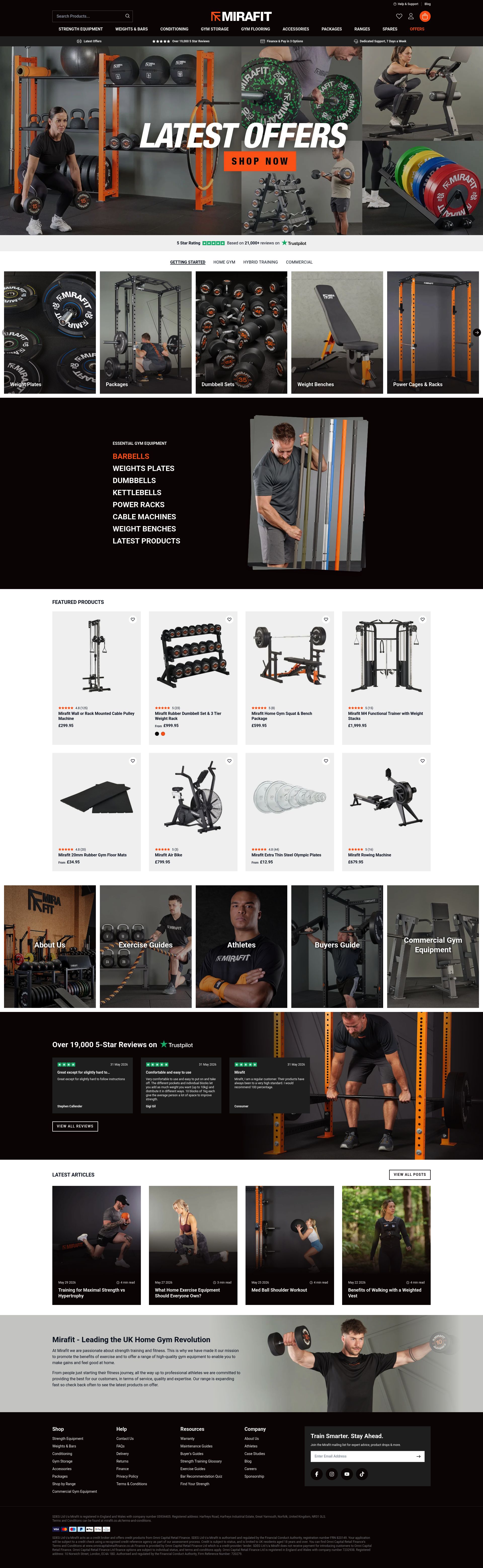 Mirafit homepage screenshot