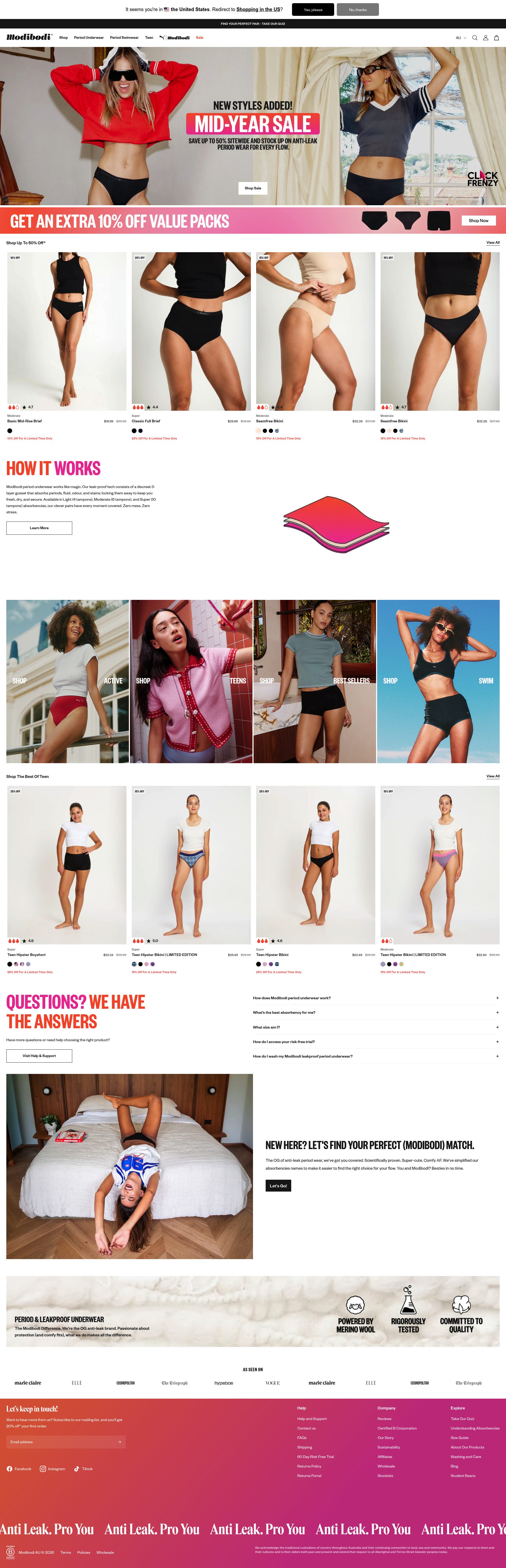 Modibodi homepage