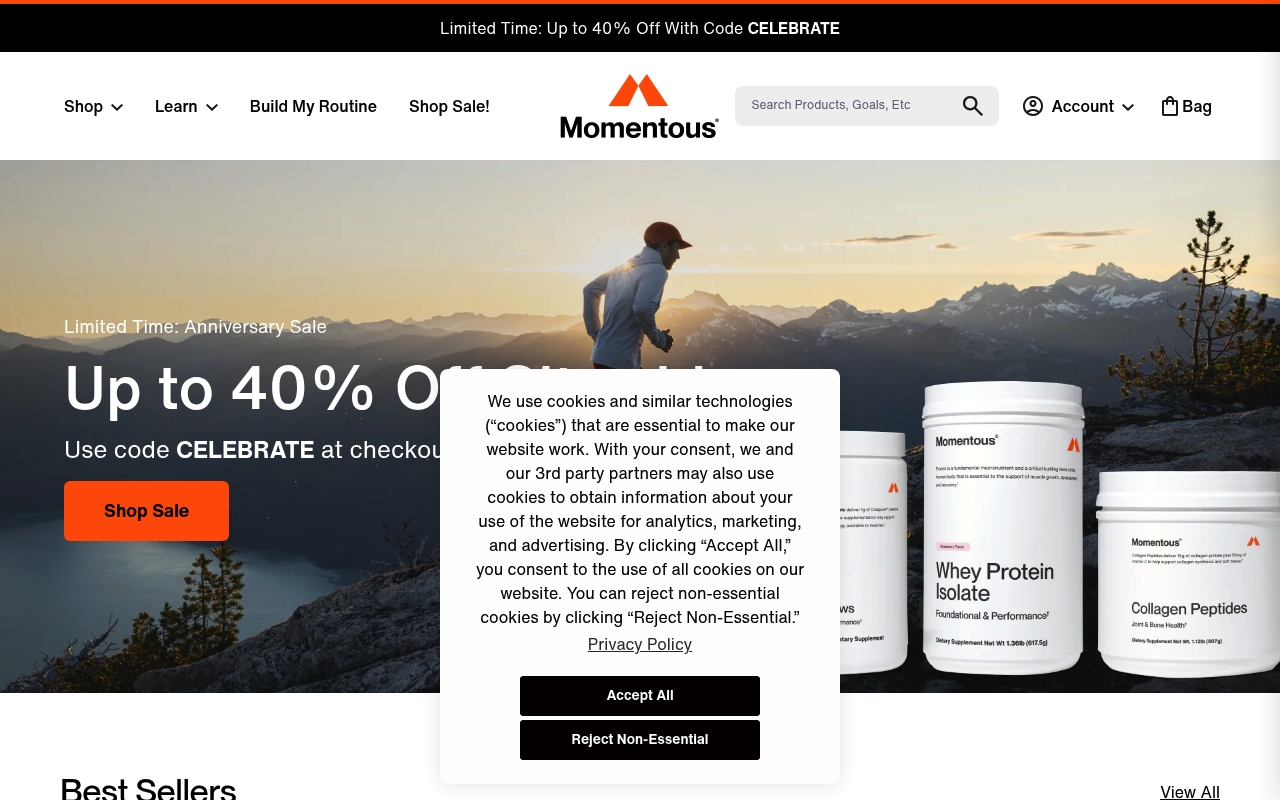 Momentous homepage