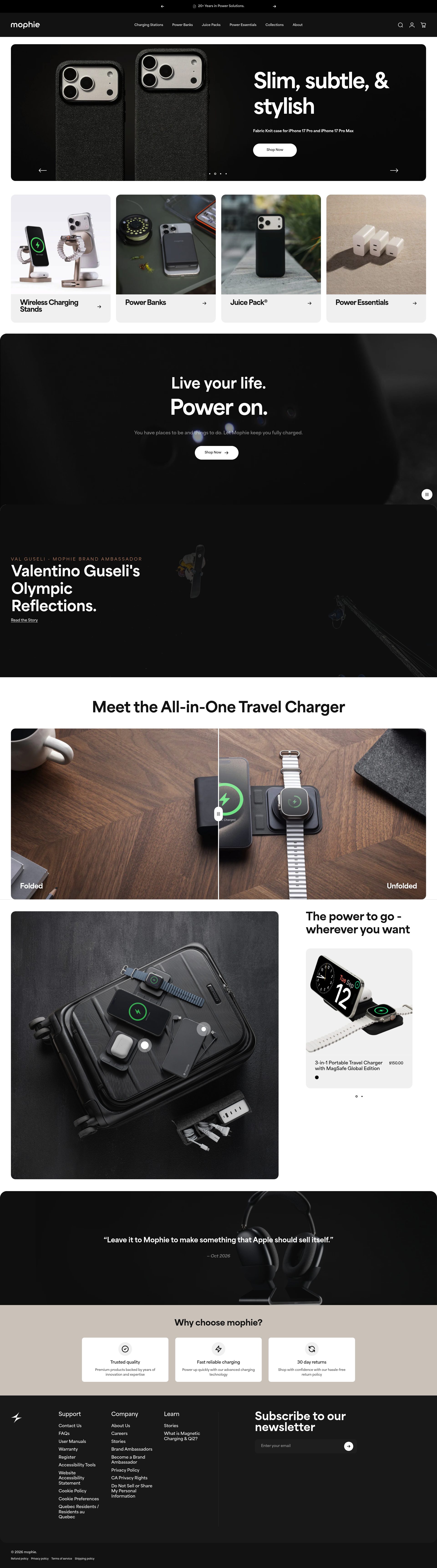 Mophie homepage screenshot