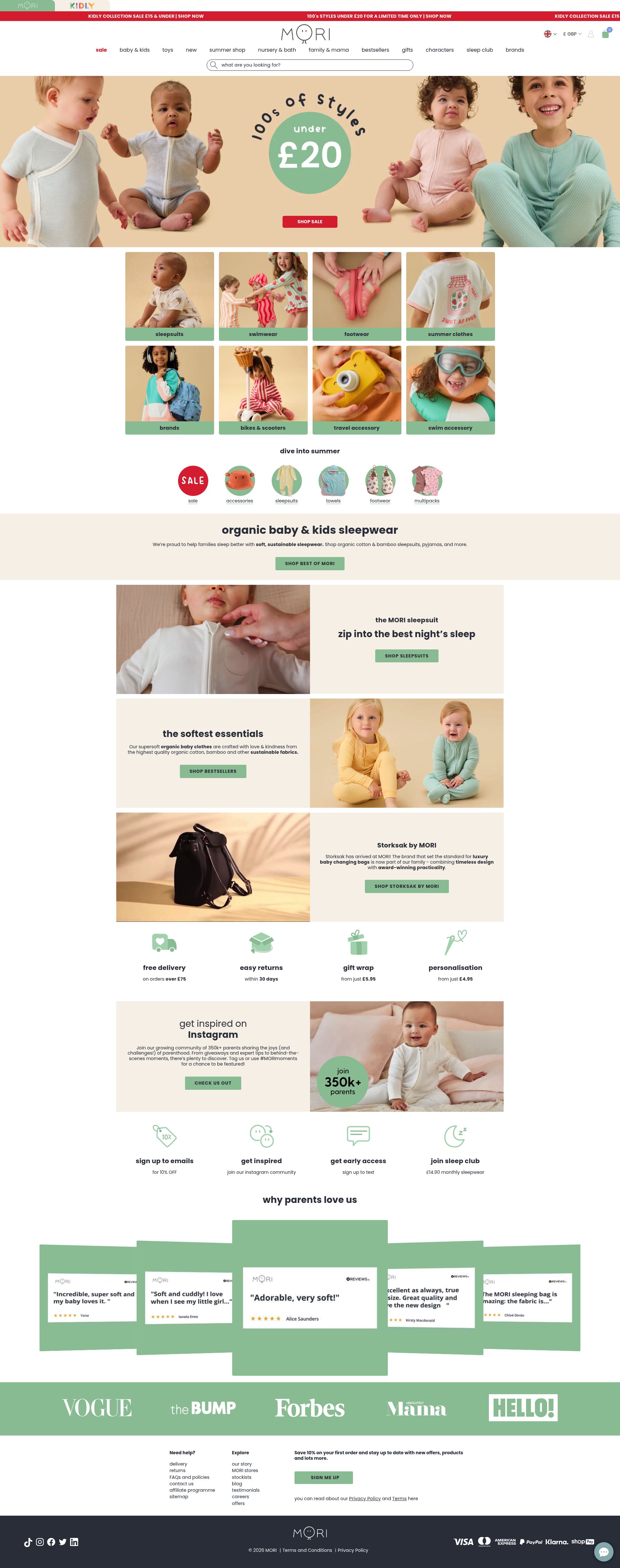 Mori homepage screenshot