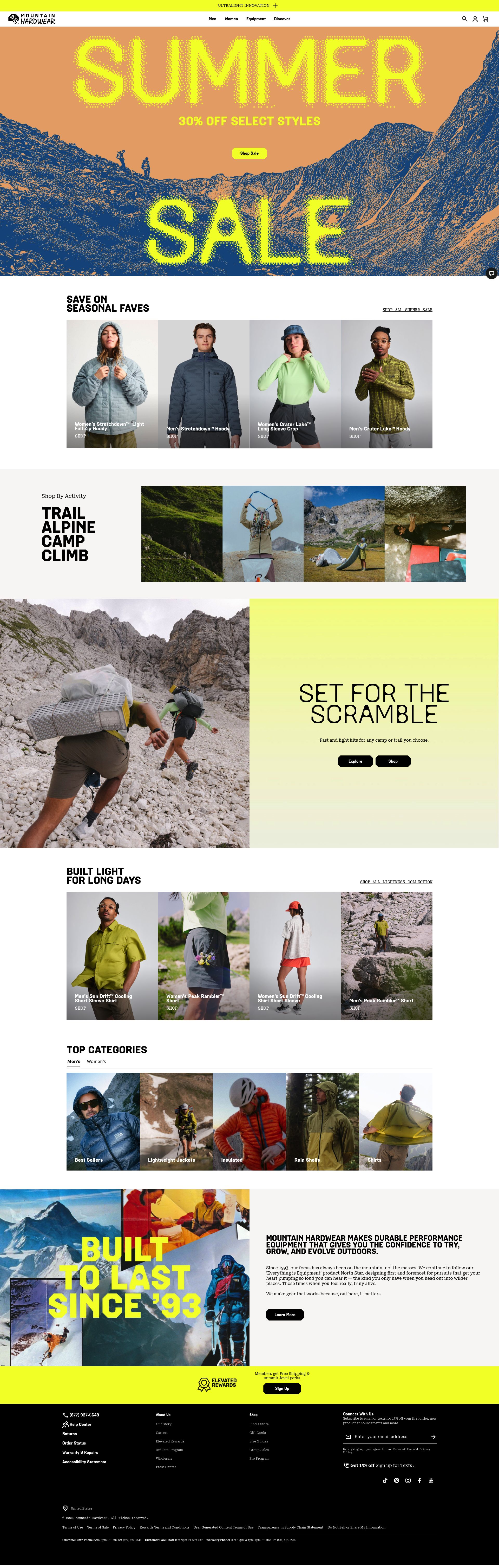 Mountain Hardwear homepage screenshot