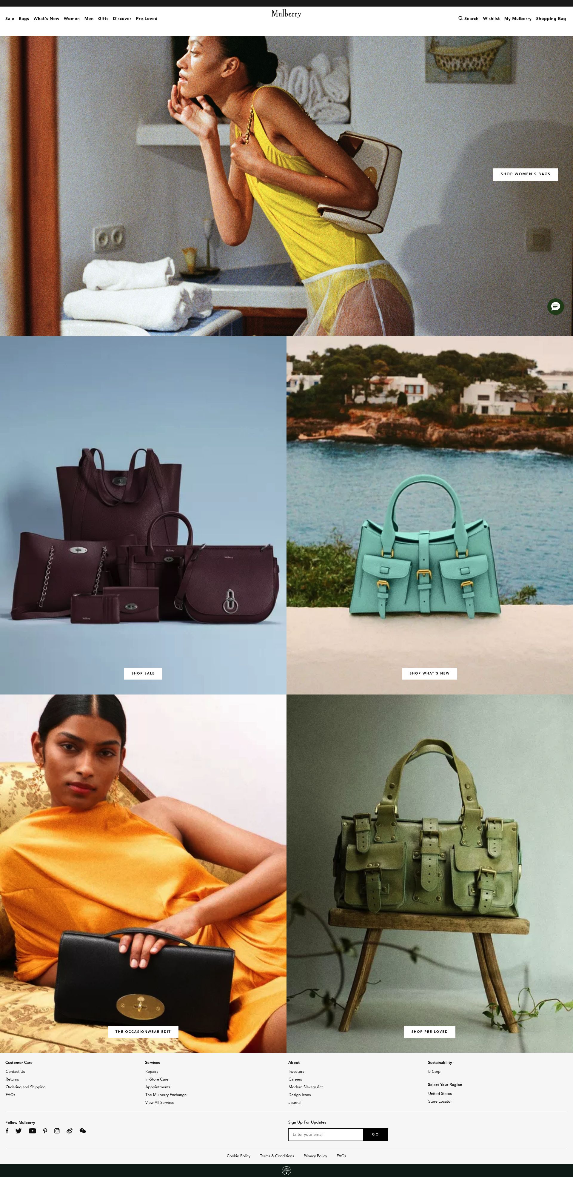 Mulberry homepage screenshot