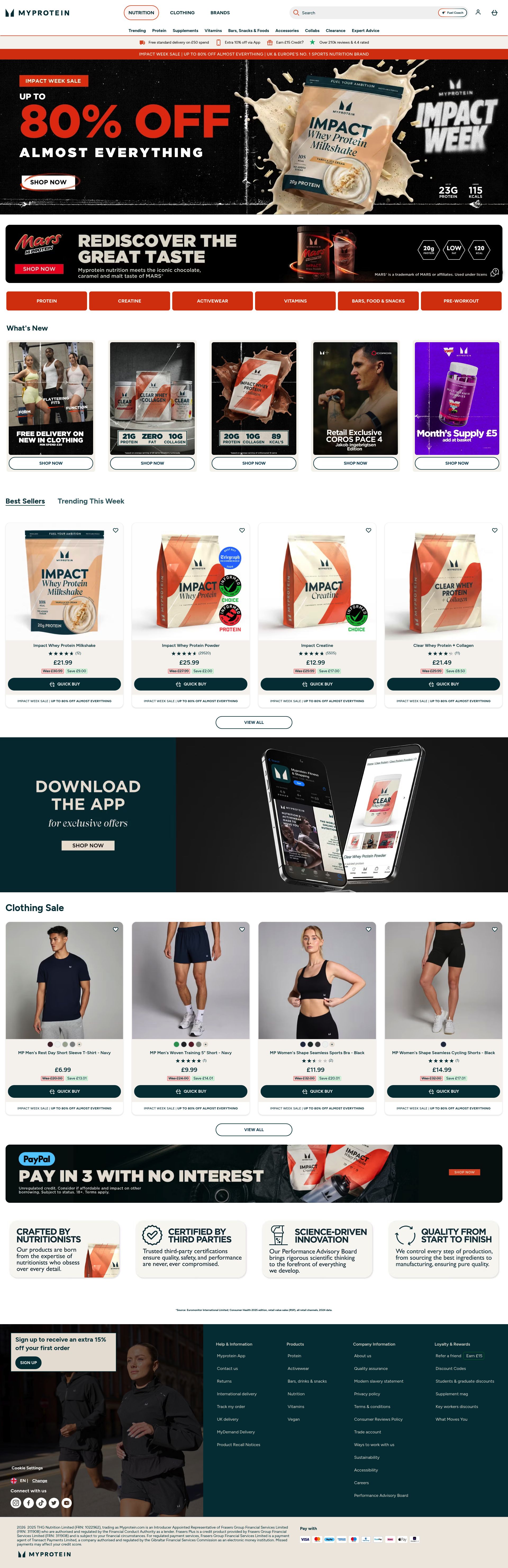 Myprotein homepage screenshot