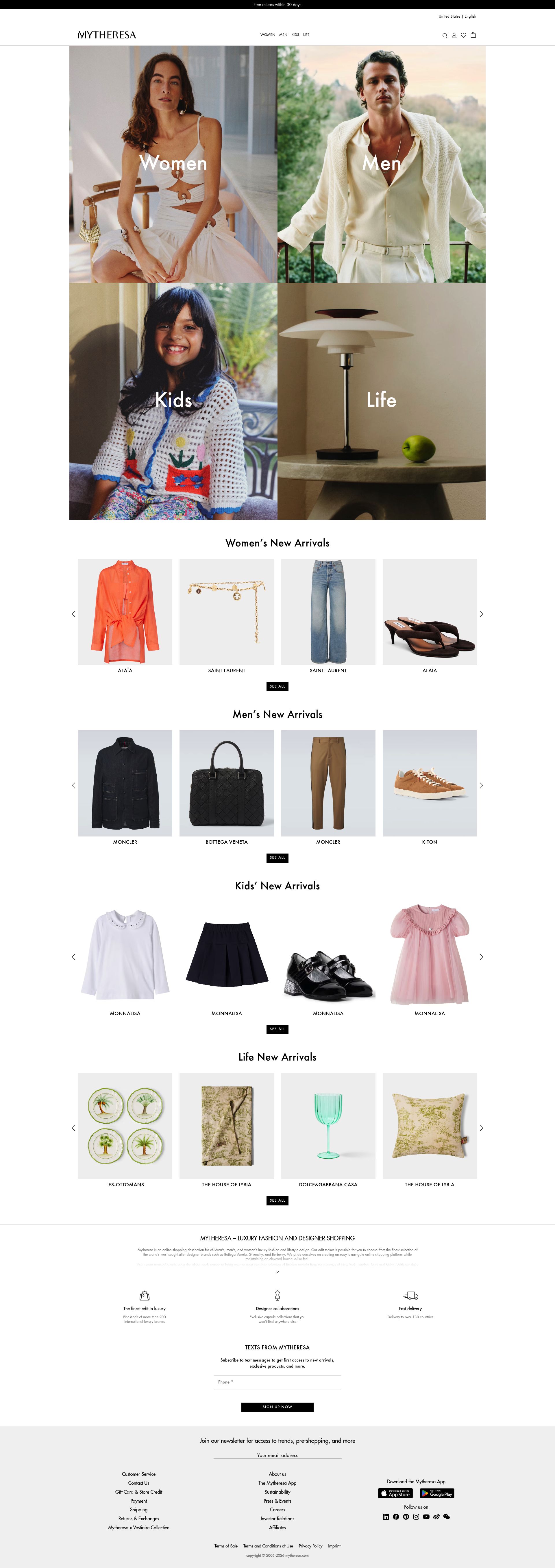 Mytheresa homepage screenshot