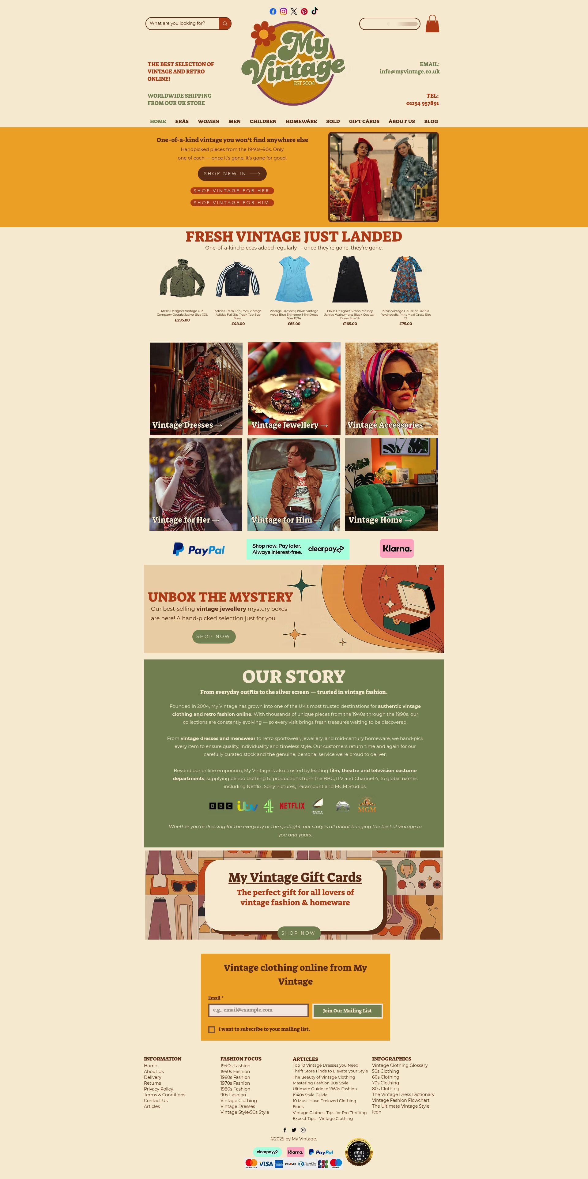 Myvintage Uk homepage screenshot