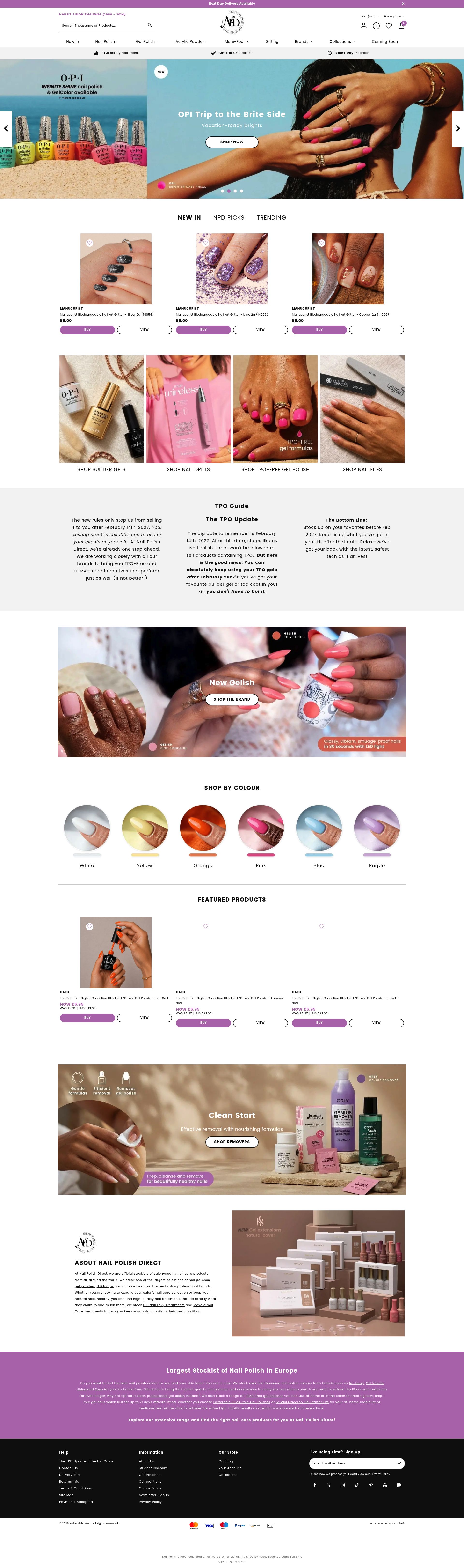 Nail Polish Direct homepage screenshot