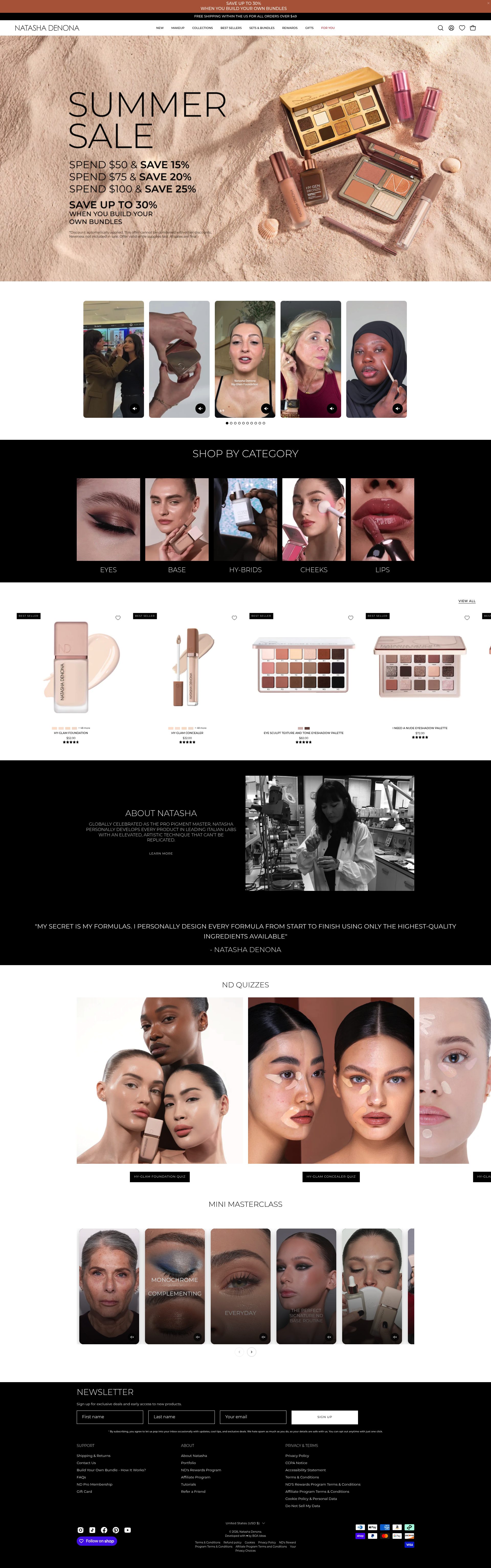 Natasha Denona homepage screenshot
