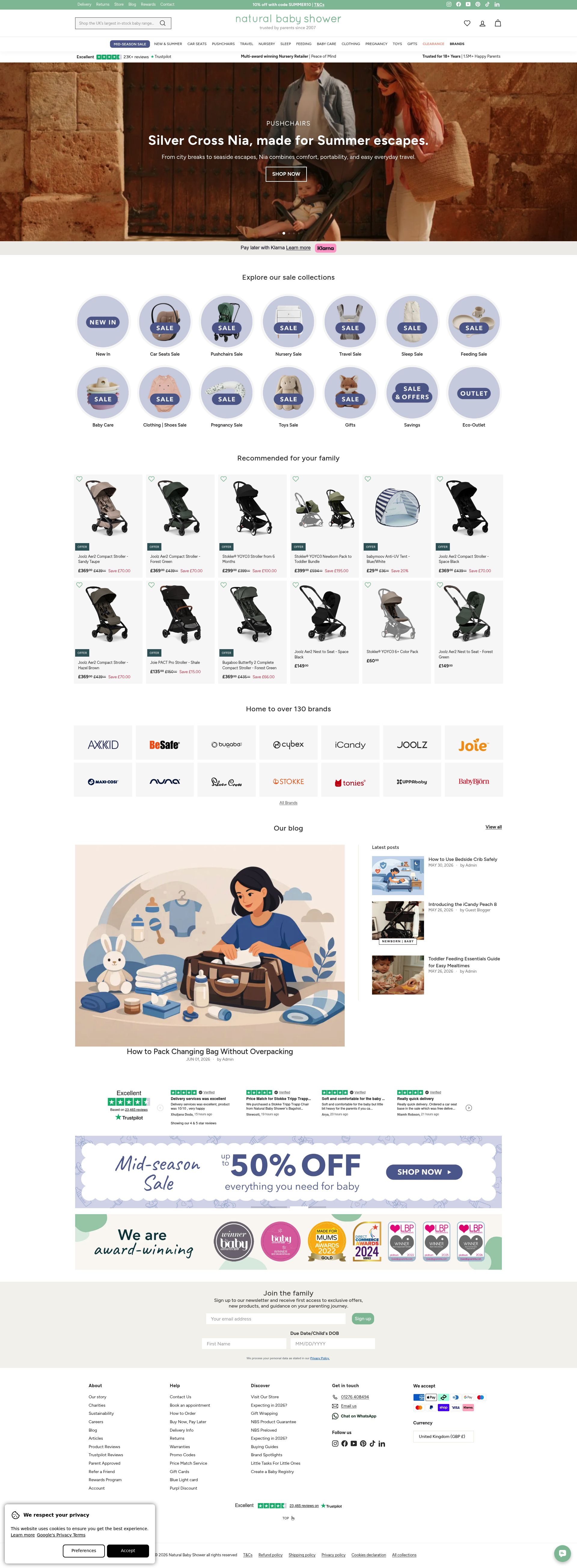 Natural Baby Shower homepage screenshot