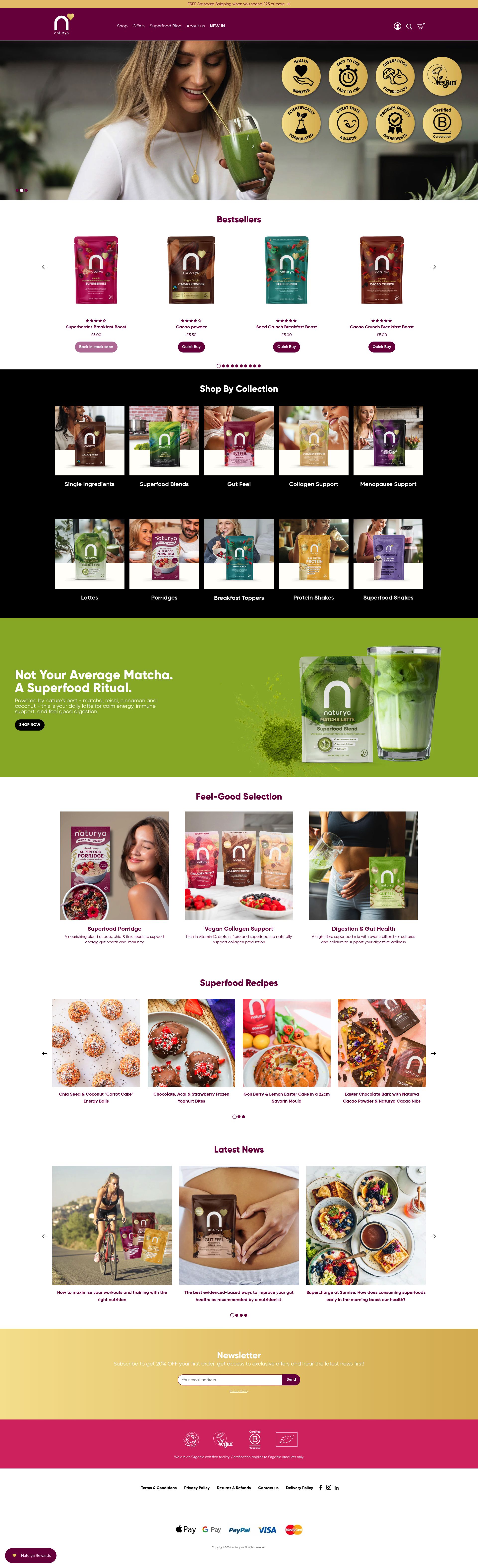 Naturya homepage screenshot