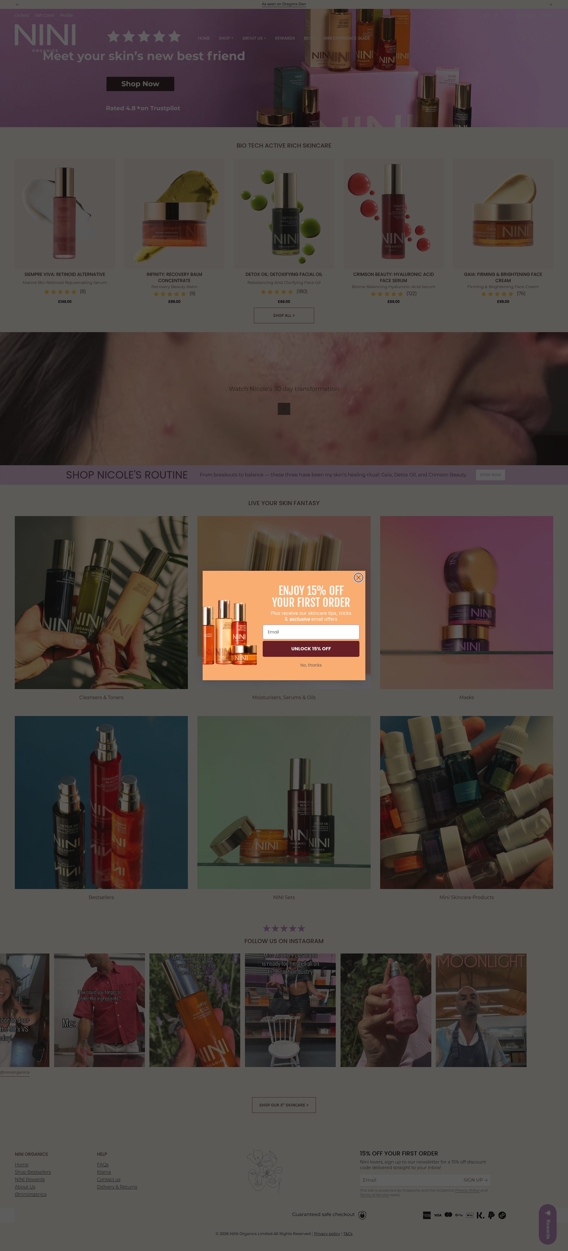 Nini Organics homepage