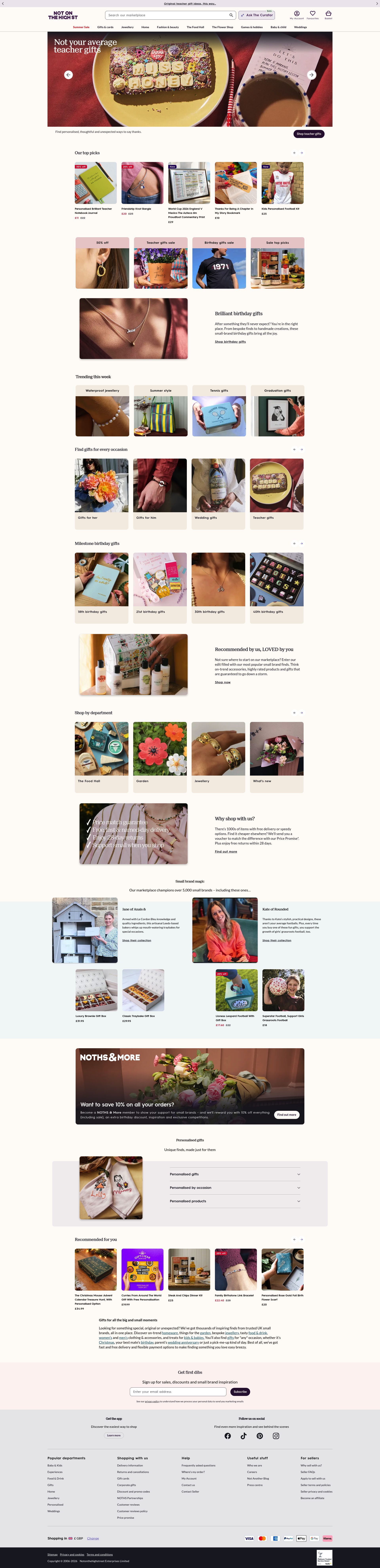 Notonthehighstreet homepage screenshot