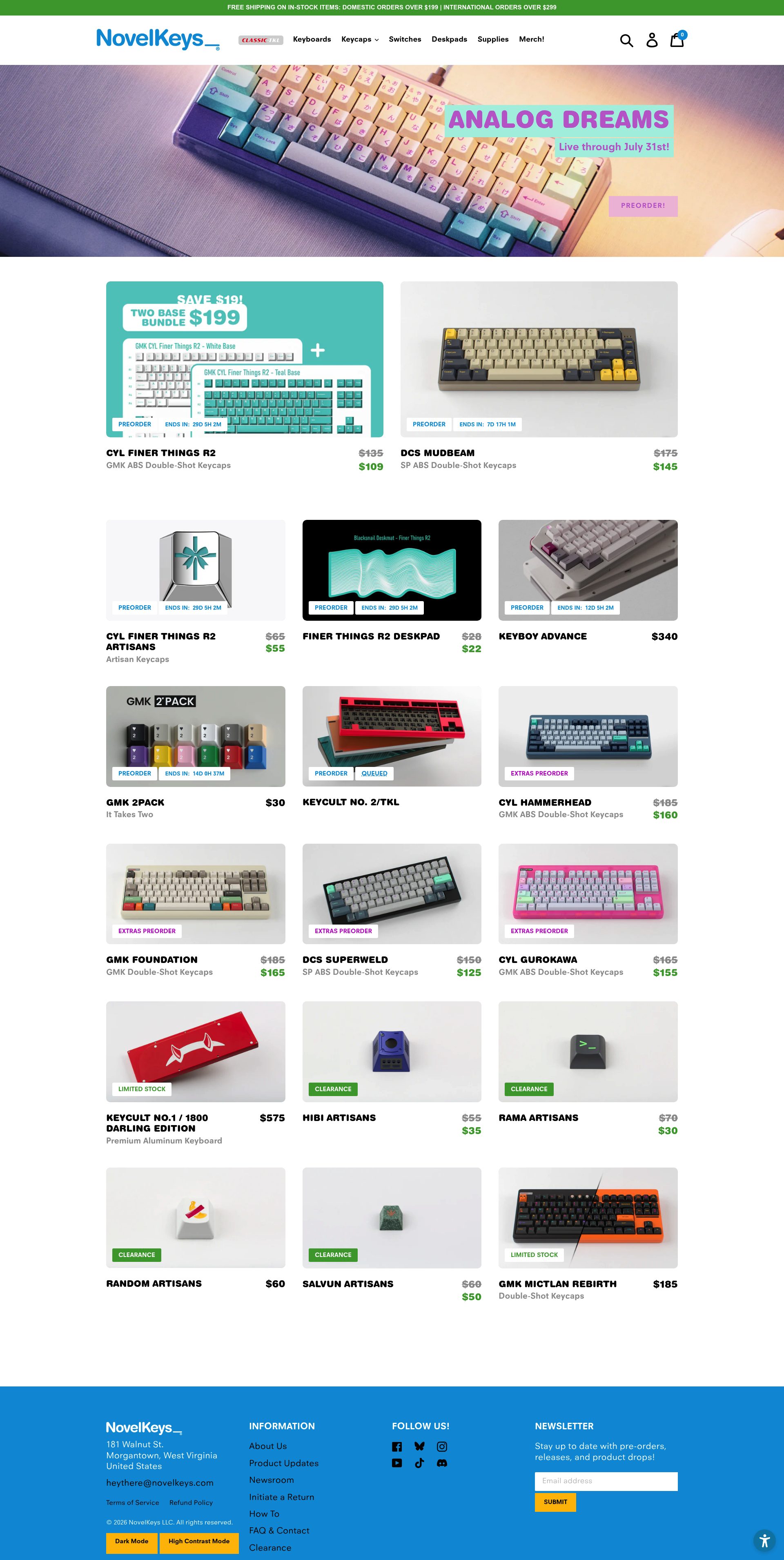 NovelKeys homepage