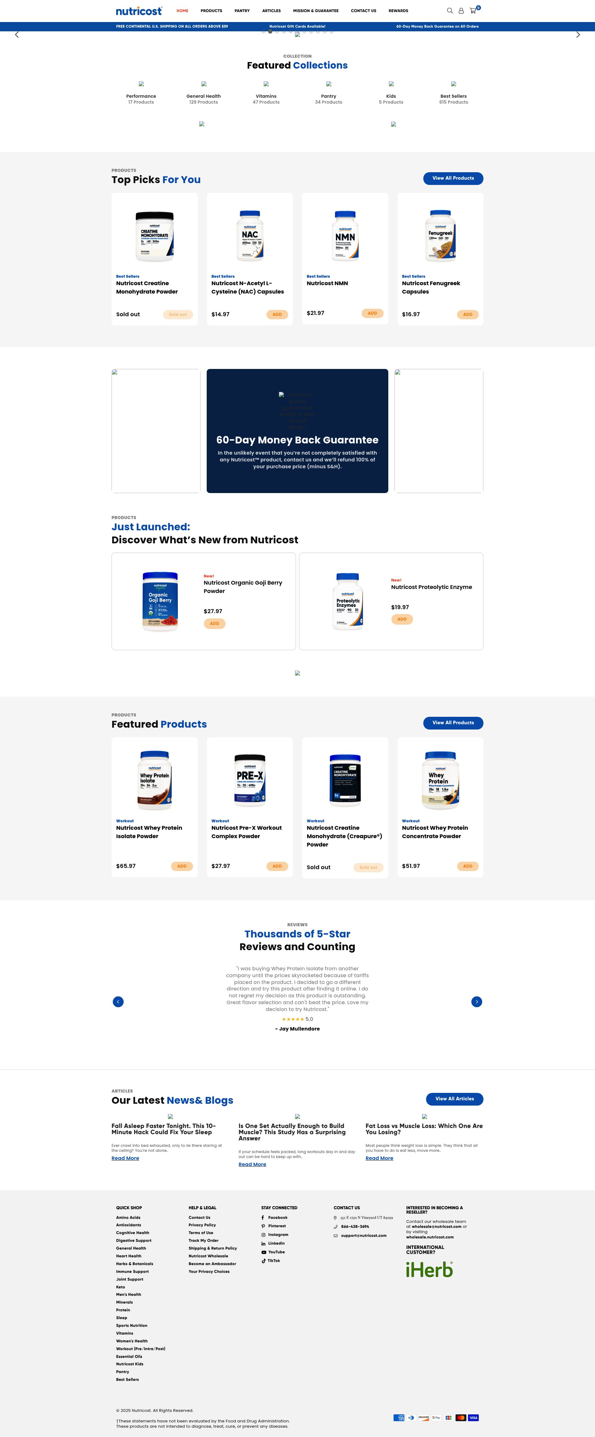 Nutricost homepage