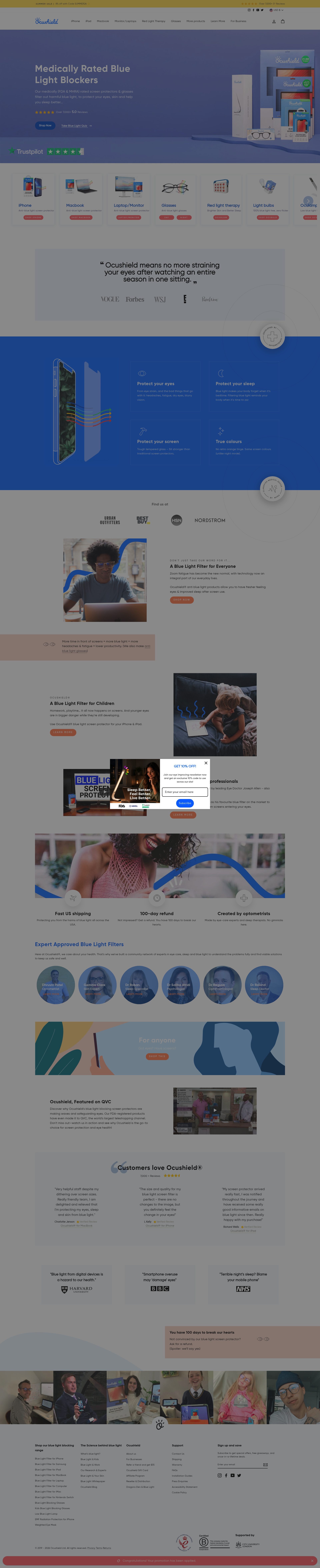 Ocushield homepage