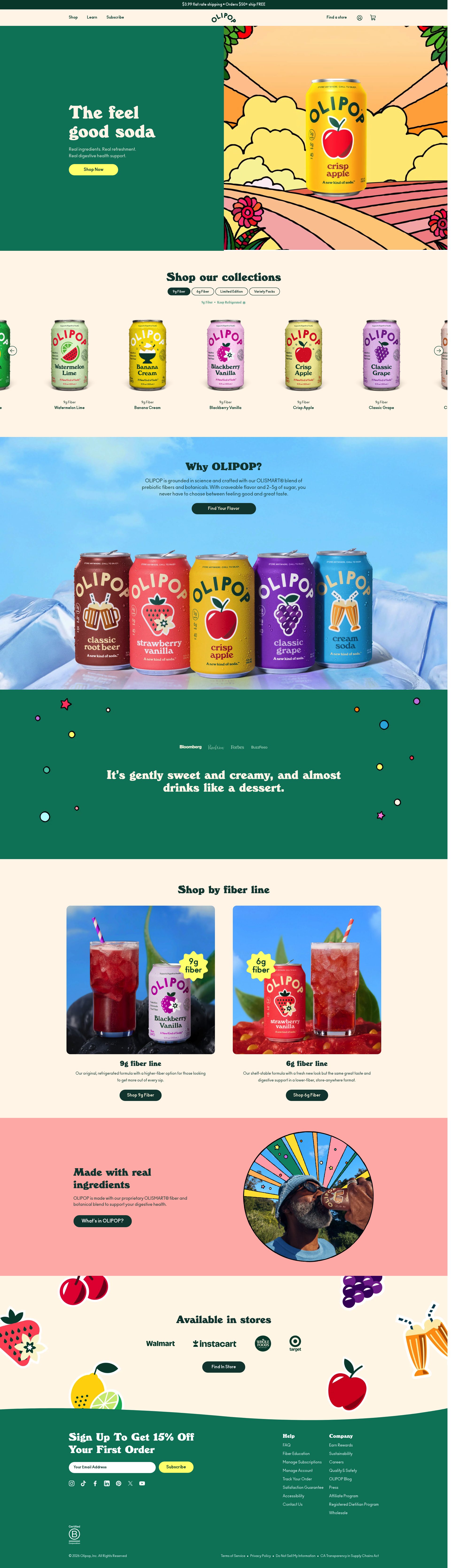 Olipop homepage screenshot